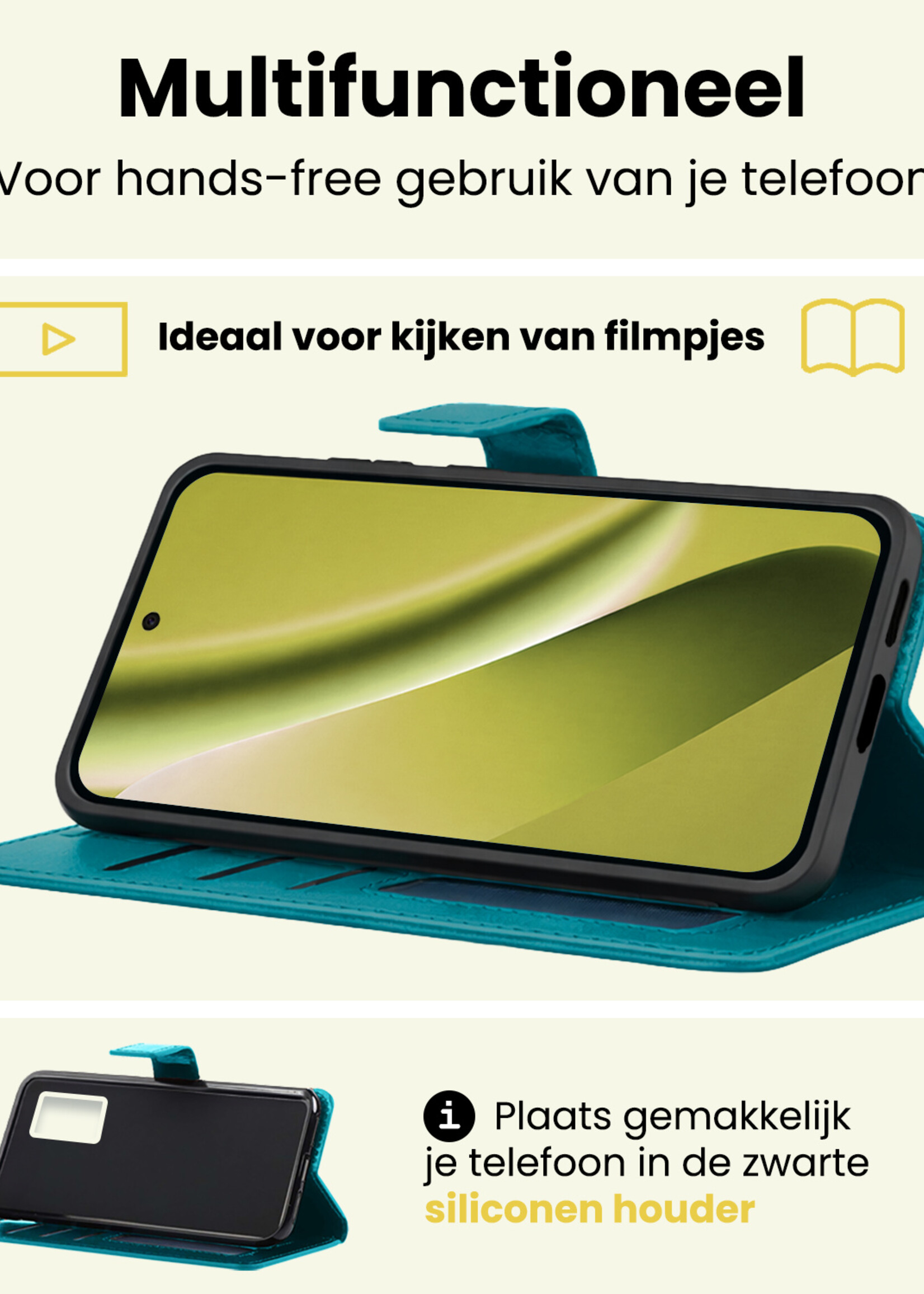 LUQ LUQ Google Pixel 10a Hoesje Bookcase Met 2x Screenprotector - Turquoise