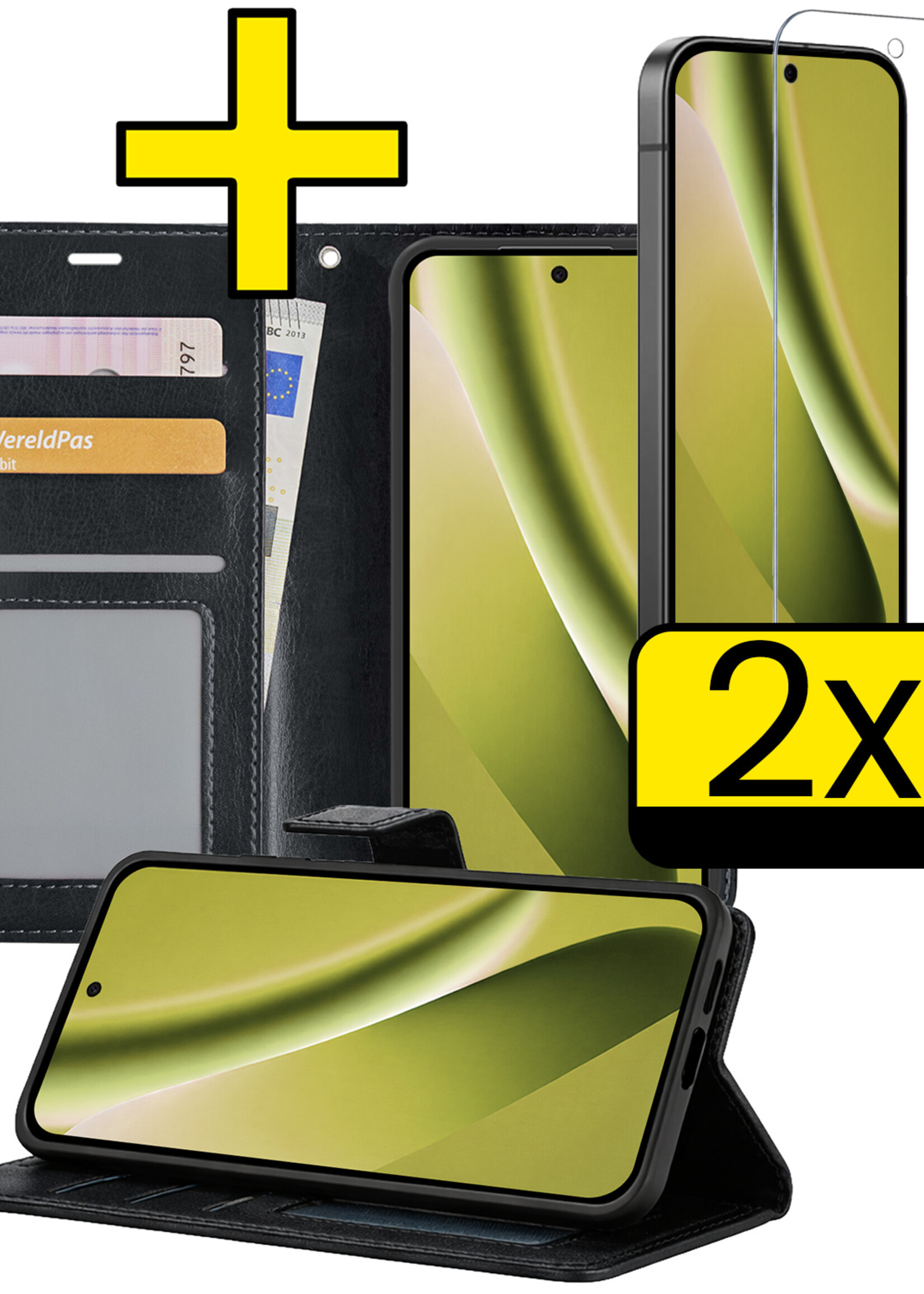 LUQ LUQ Google Pixel 10a Hoesje Bookcase Met 2x Screenprotector - Zwart