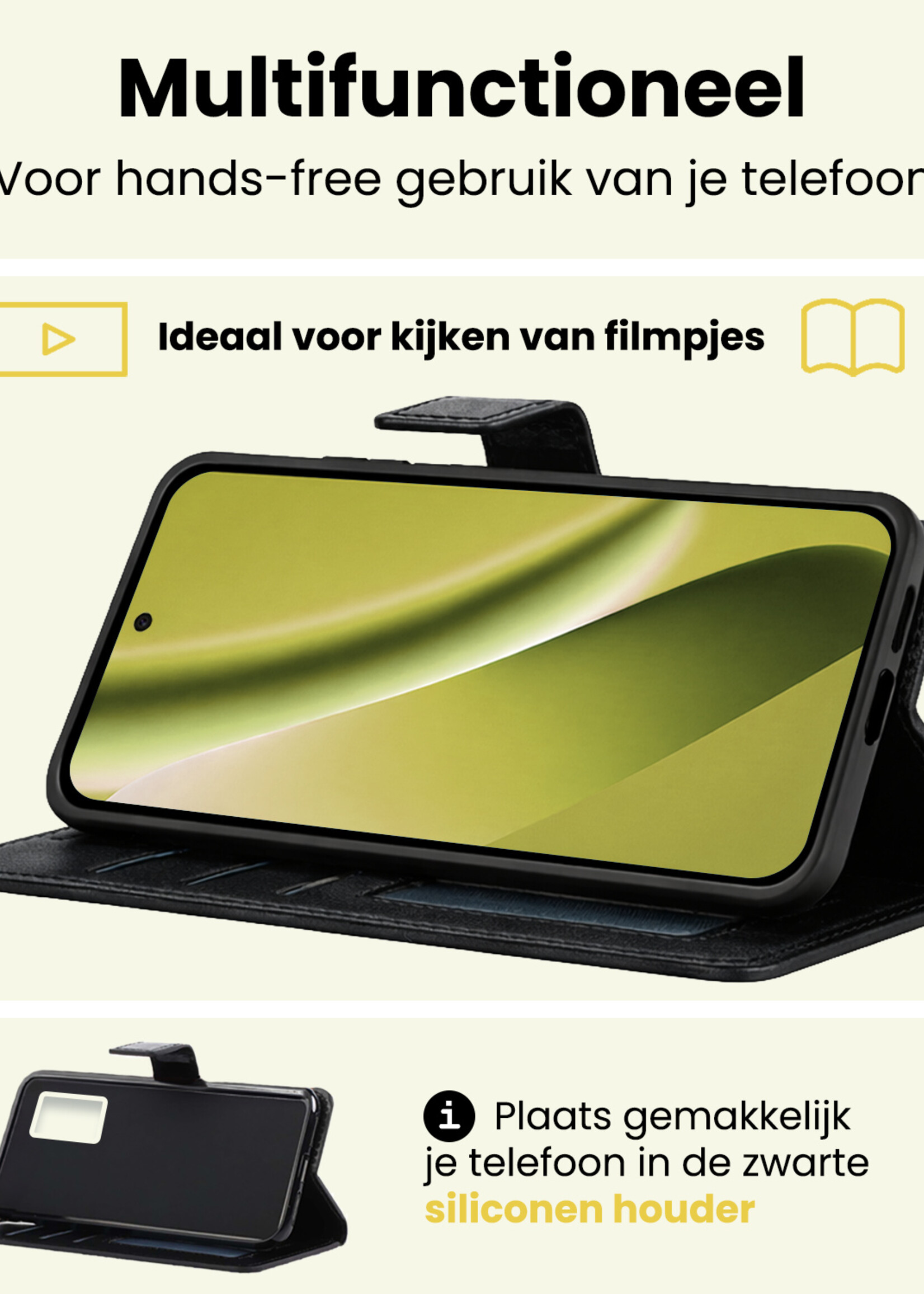 LUQ LUQ Google Pixel 10a Hoesje Bookcase Met 2x Screenprotector - Zwart