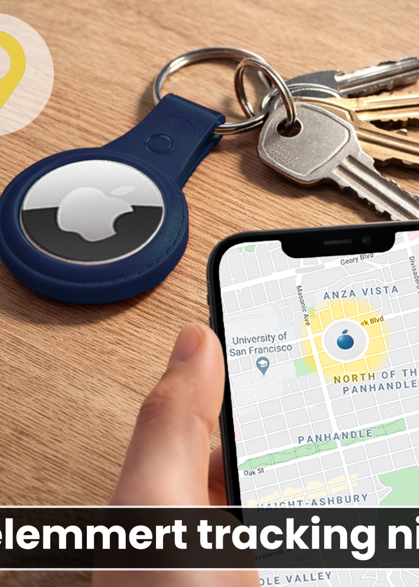 LUQ LUQ AirTag 2 Hoesje Leer - Donkerblauw