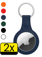 LUQ LUQ AirTag 2 Hoesje Leer - Donkerblauw - 2 PACK