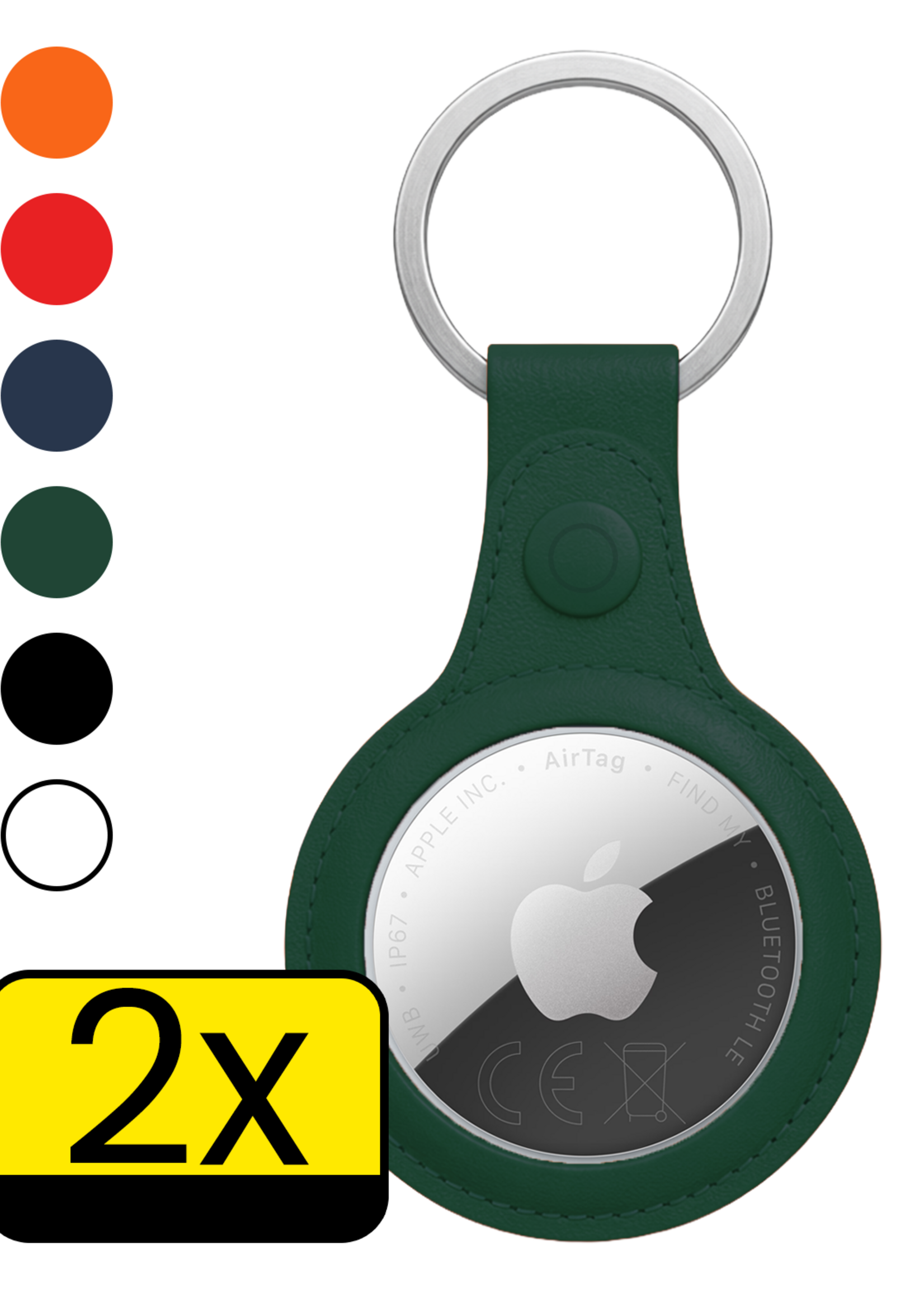 LUQ LUQ AirTag 2 Hoesje Leer - Donkergroen - 2 PACK