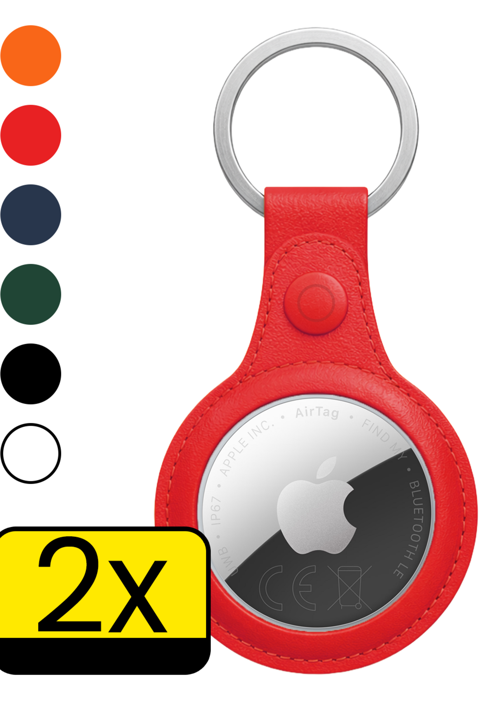 LUQ LUQ AirTag 2 Hoesje Leer - Rood - 2 PACK