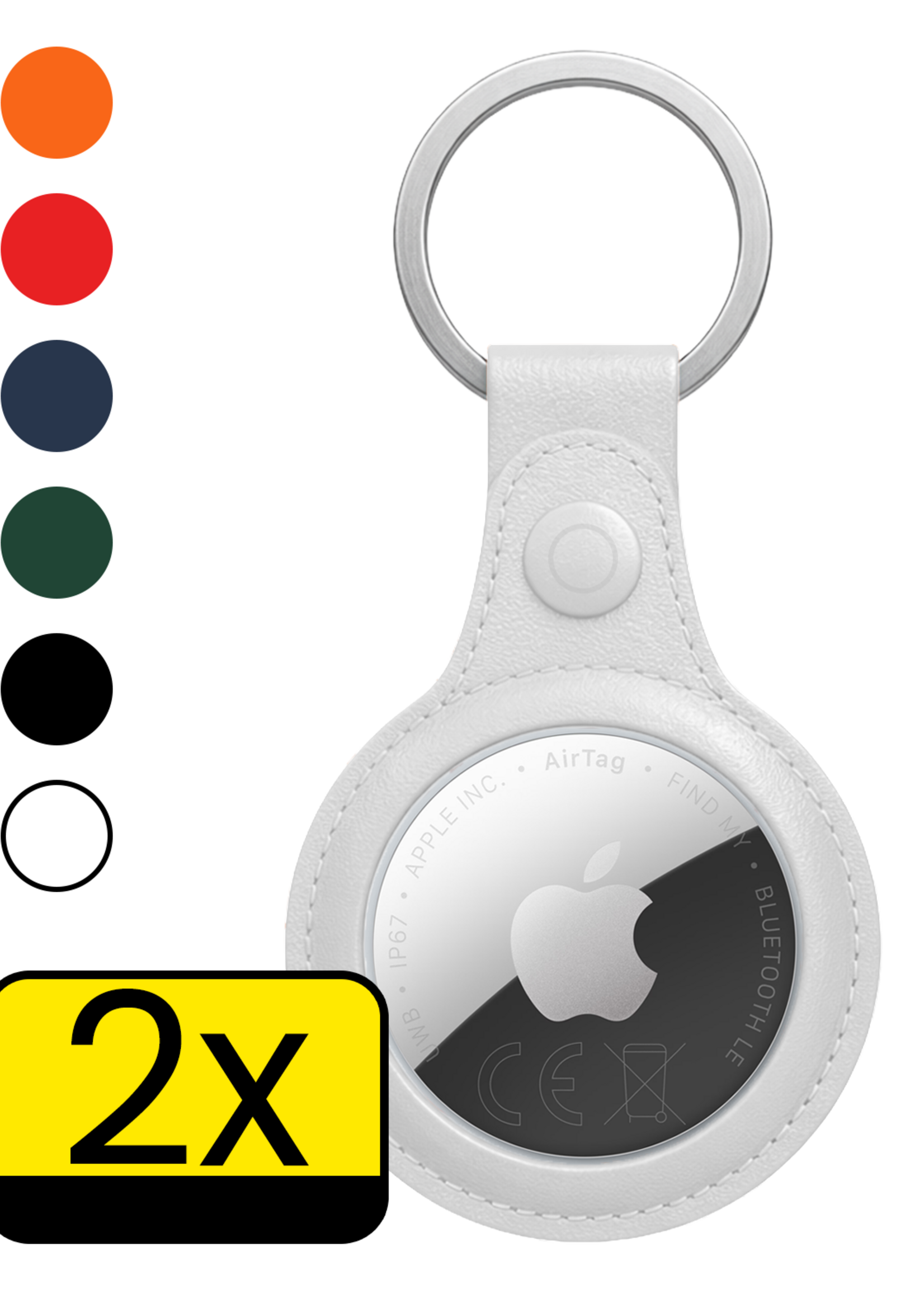 LUQ LUQ AirTag 2 Hoesje Leer - Wit - 2 PACK