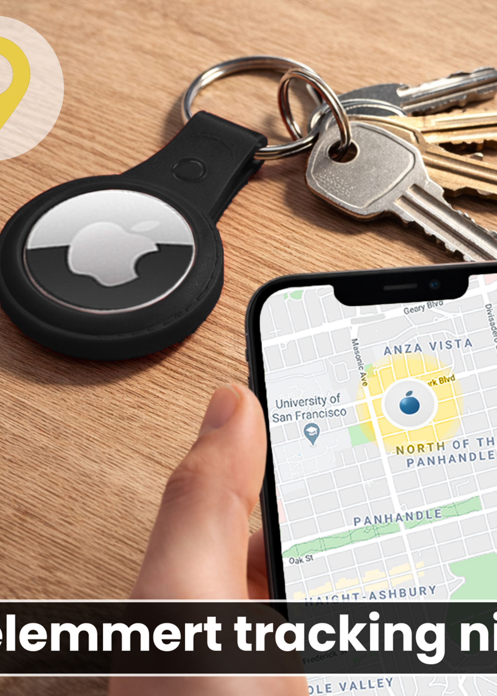 LUQ LUQ AirTag 2 Hoesje Leer - Zwart