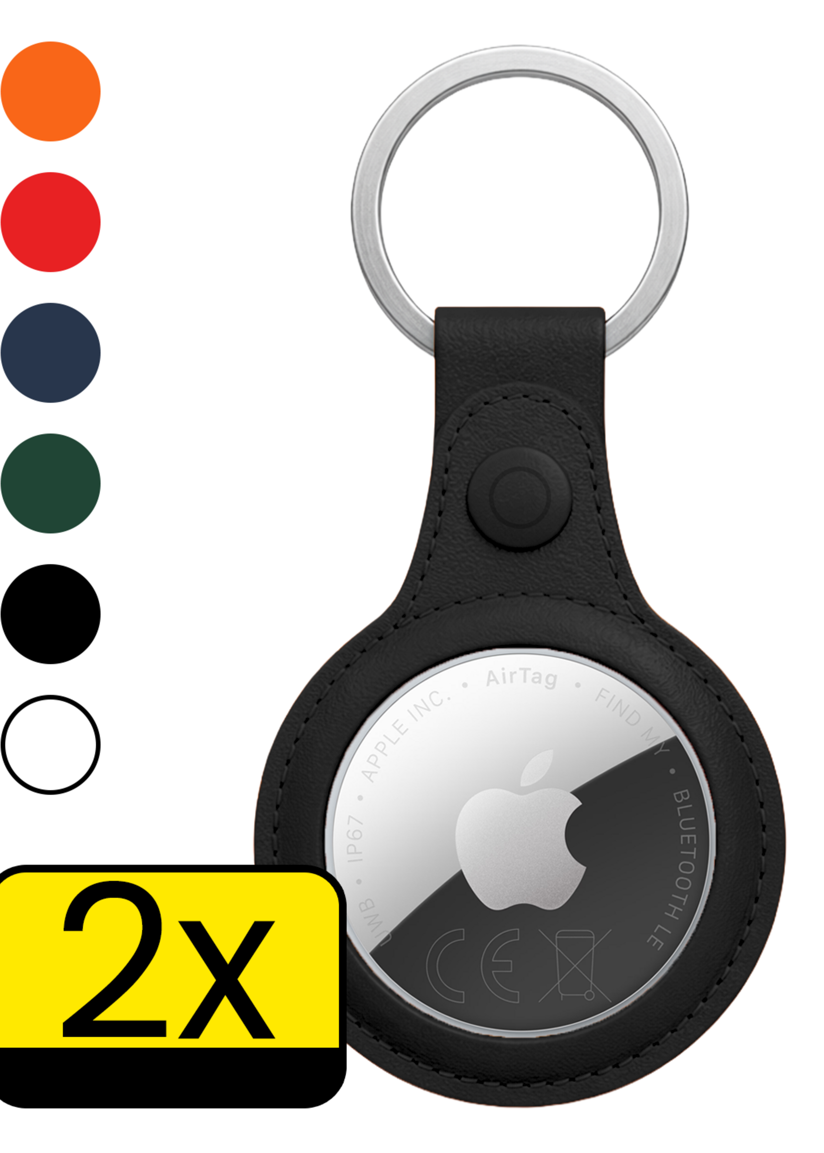 LUQ LUQ AirTag 2 Hoesje Leer - Zwart - 2 PACK