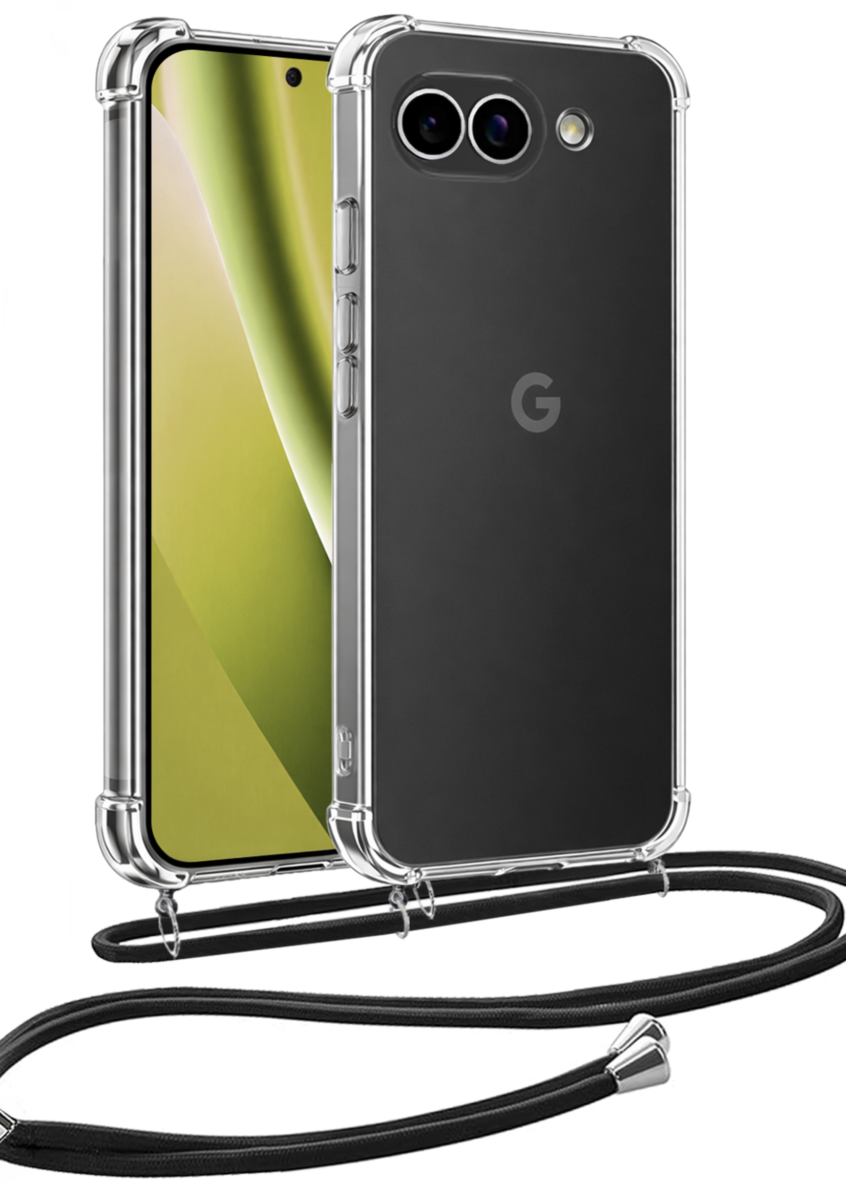 LUQ LUQ Google Pixel 10a Hoesje Transparant Shockproof Met Zwart Koord