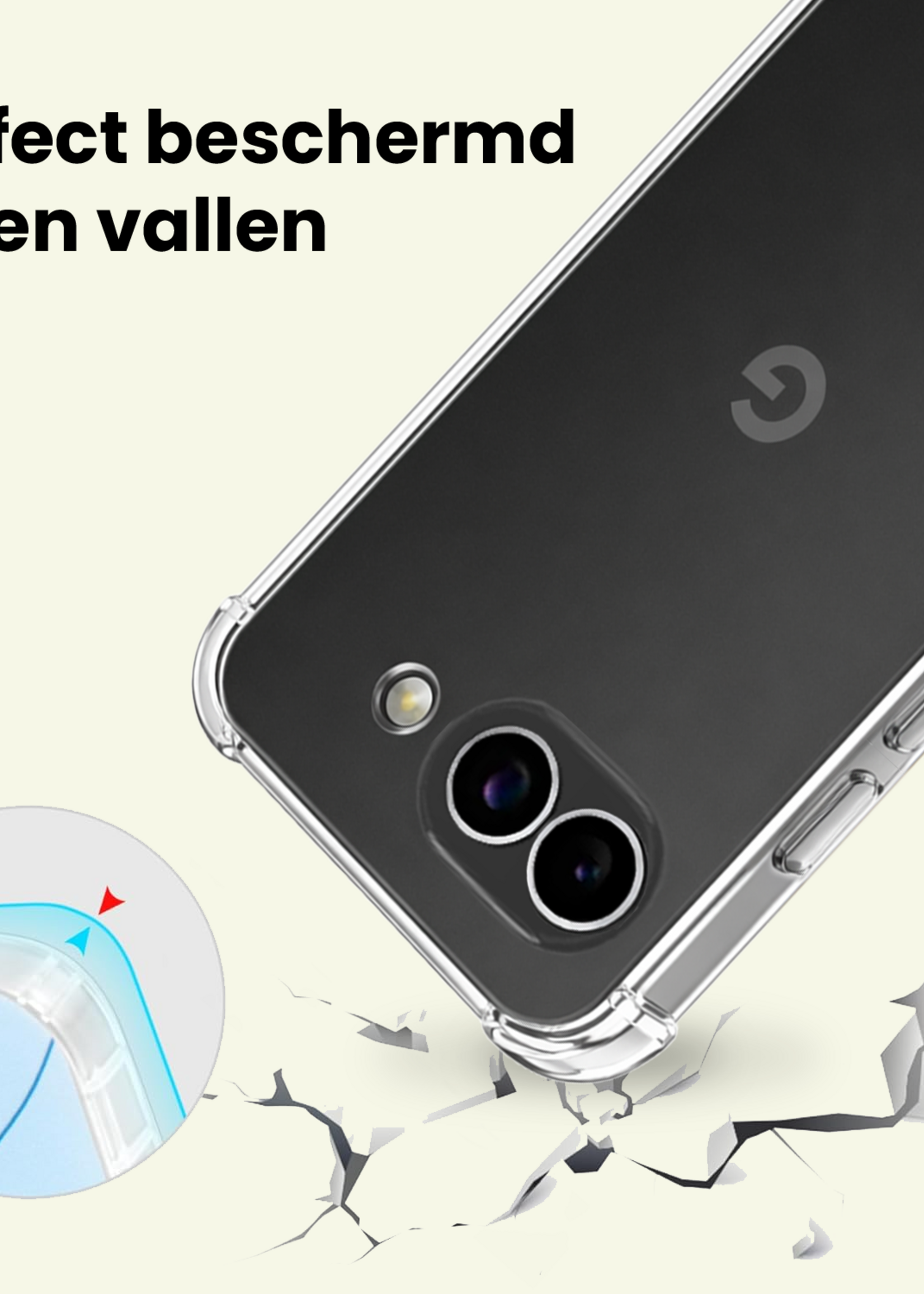 LUQ LUQ Google Pixel 10a Hoesje Transparant Shockproof Met Zwart Koord