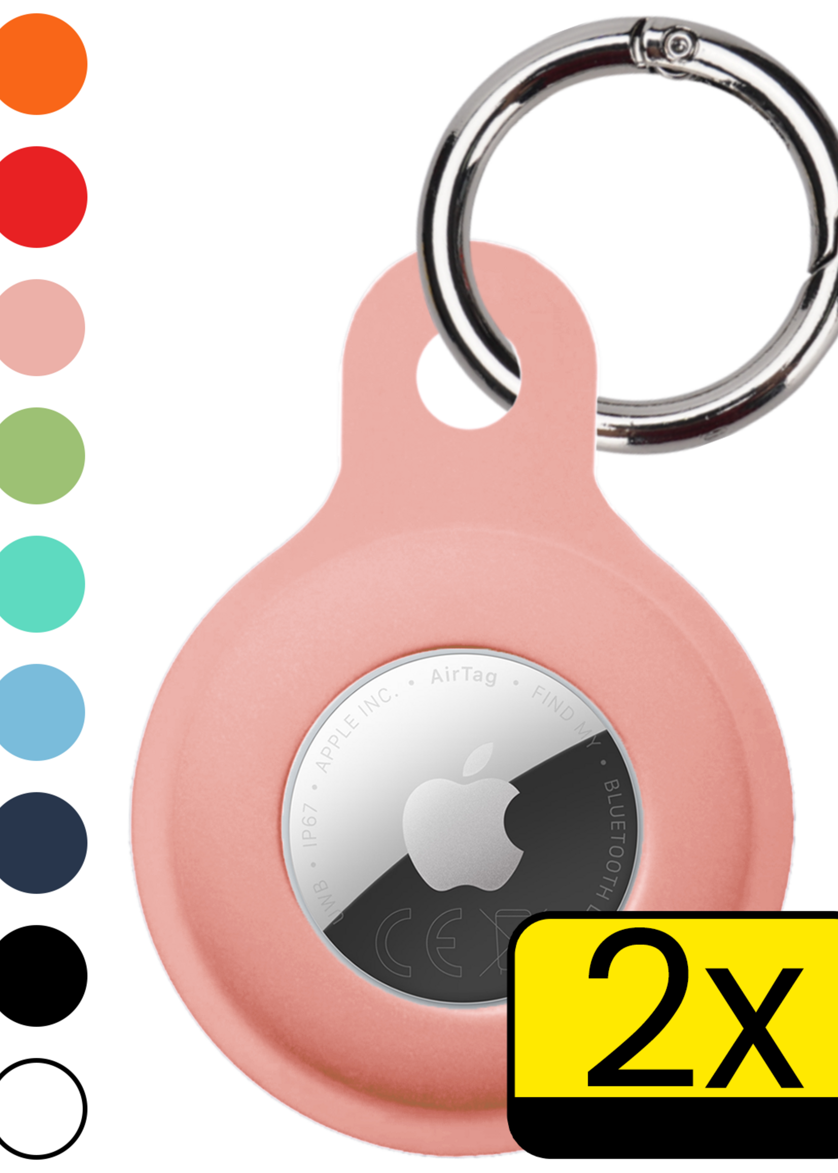 LUQ LUQ AirTag 2 Hoesje Siliconen - Lichtroze - 2 PACK