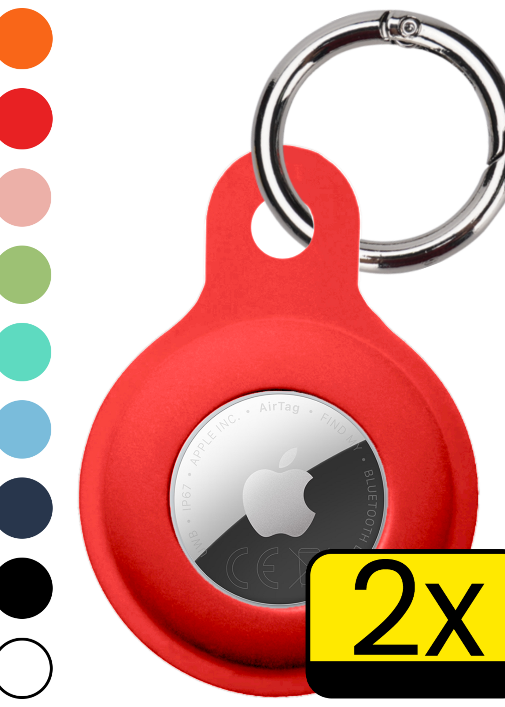LUQ LUQ AirTag 2 Hoesje Siliconen - Rood - 2 PACK