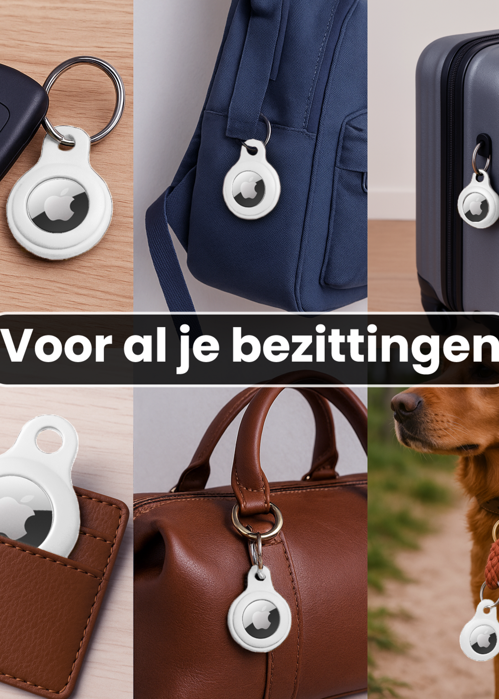 LUQ LUQ AirTag 2 Hoesje Siliconen - Wit - 2 PACK