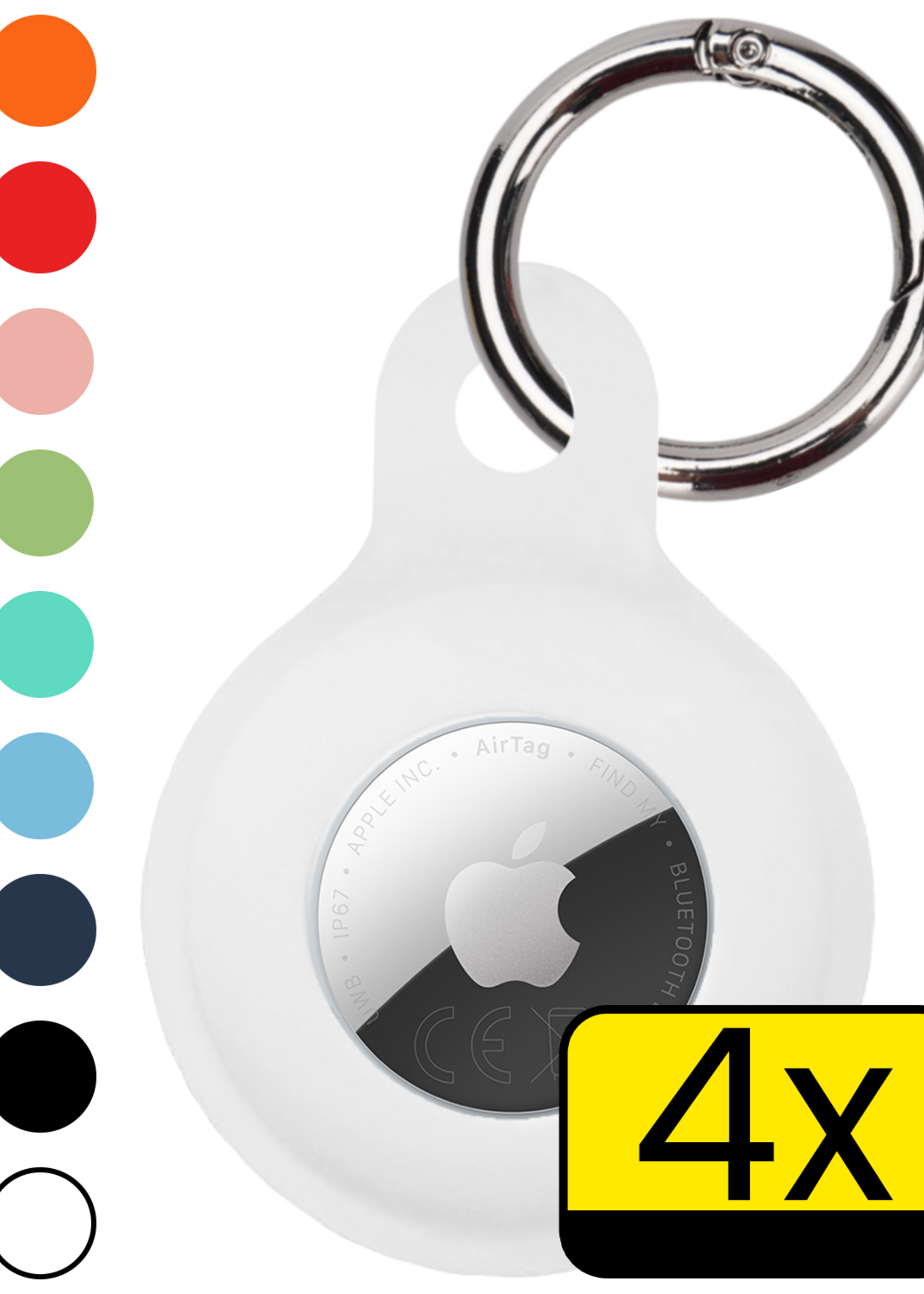 LUQ LUQ AirTag 2 Hoesje Siliconen - Wit - 4 PACK