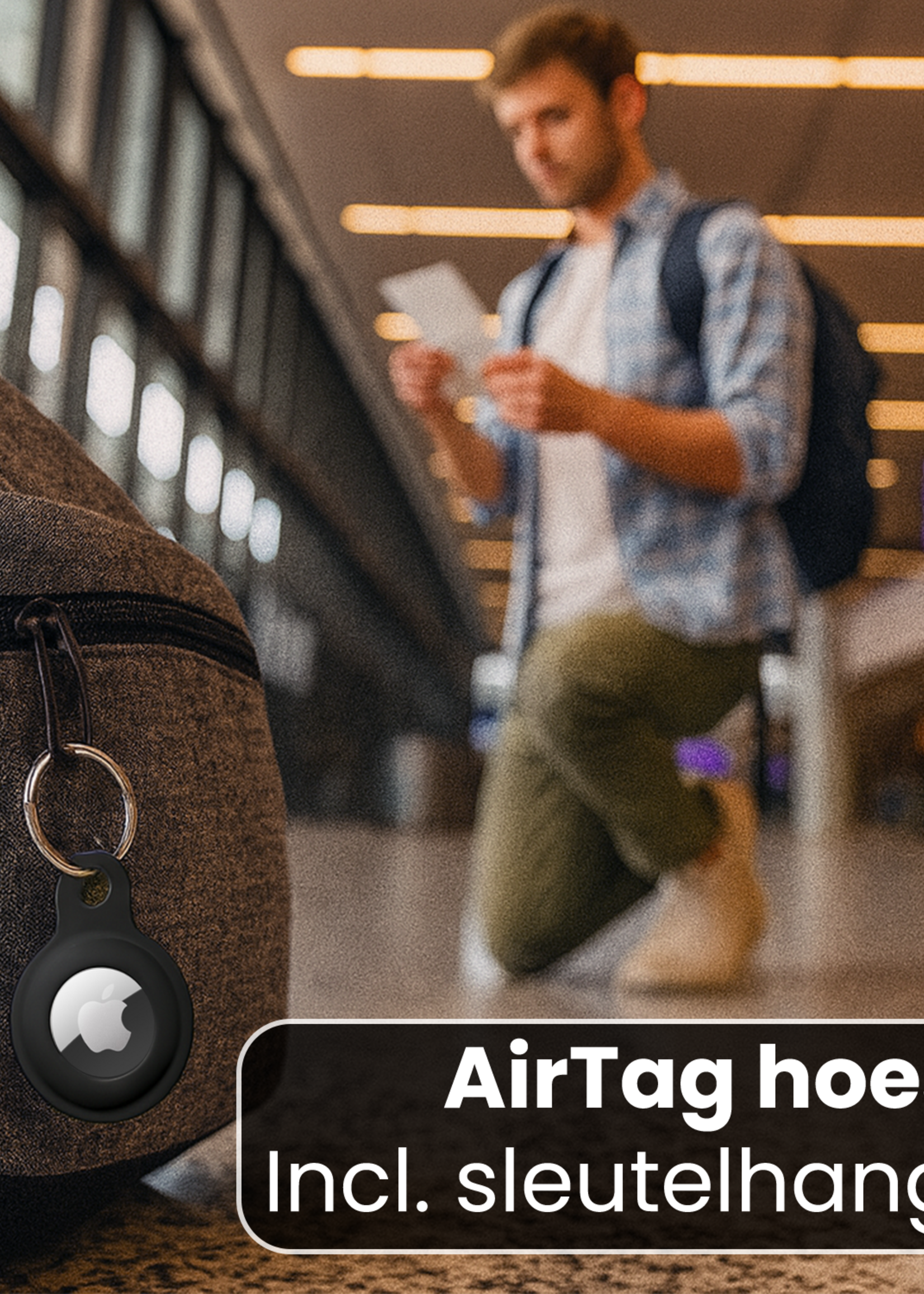 LUQ LUQ AirTag 2 Hoesje Siliconen - Zwart - 4 PACK