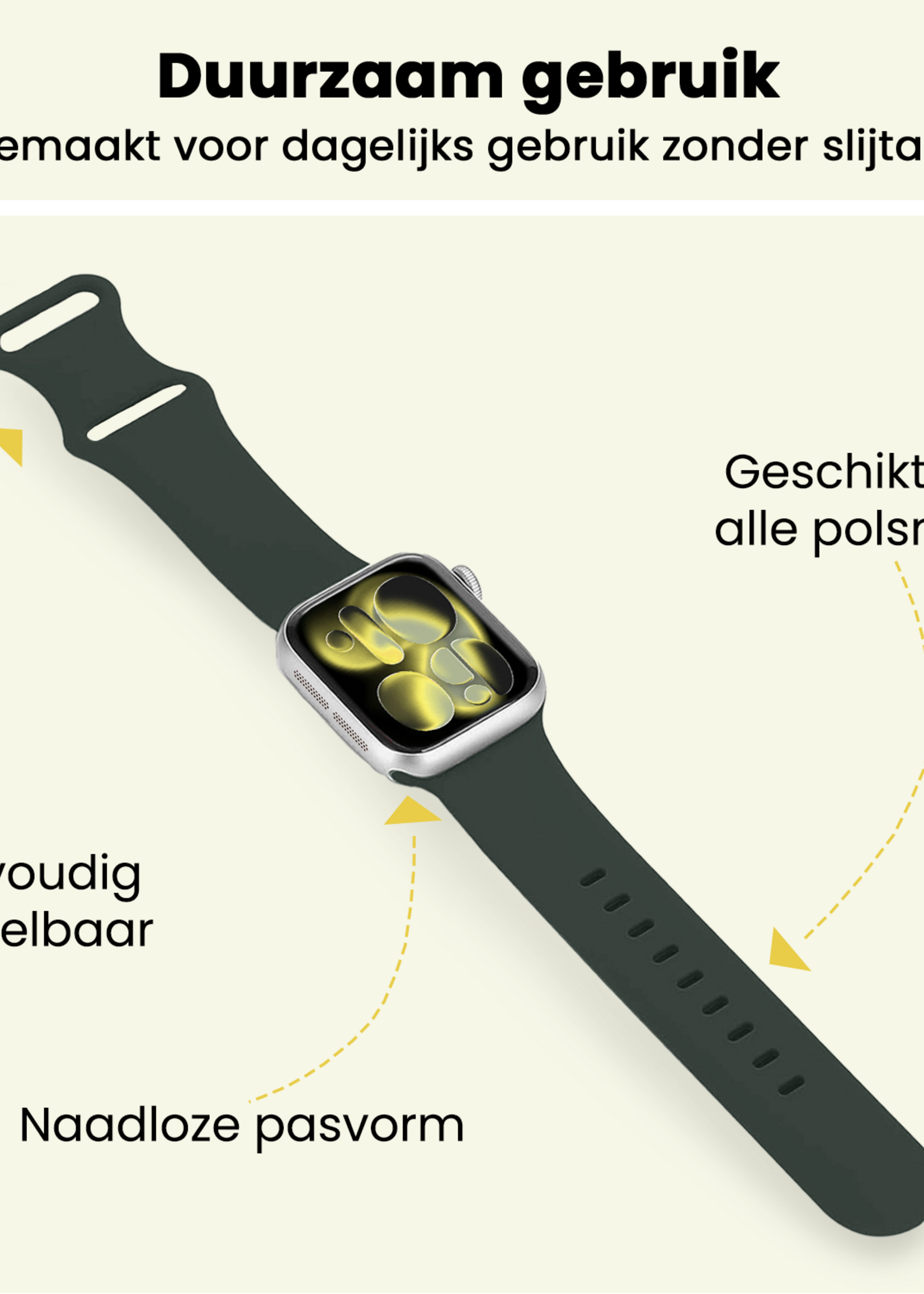 LUQ LUQ Apple Watch Bandje Siliconen Verstelbaar (42/44/45/46 mm) - Grijs