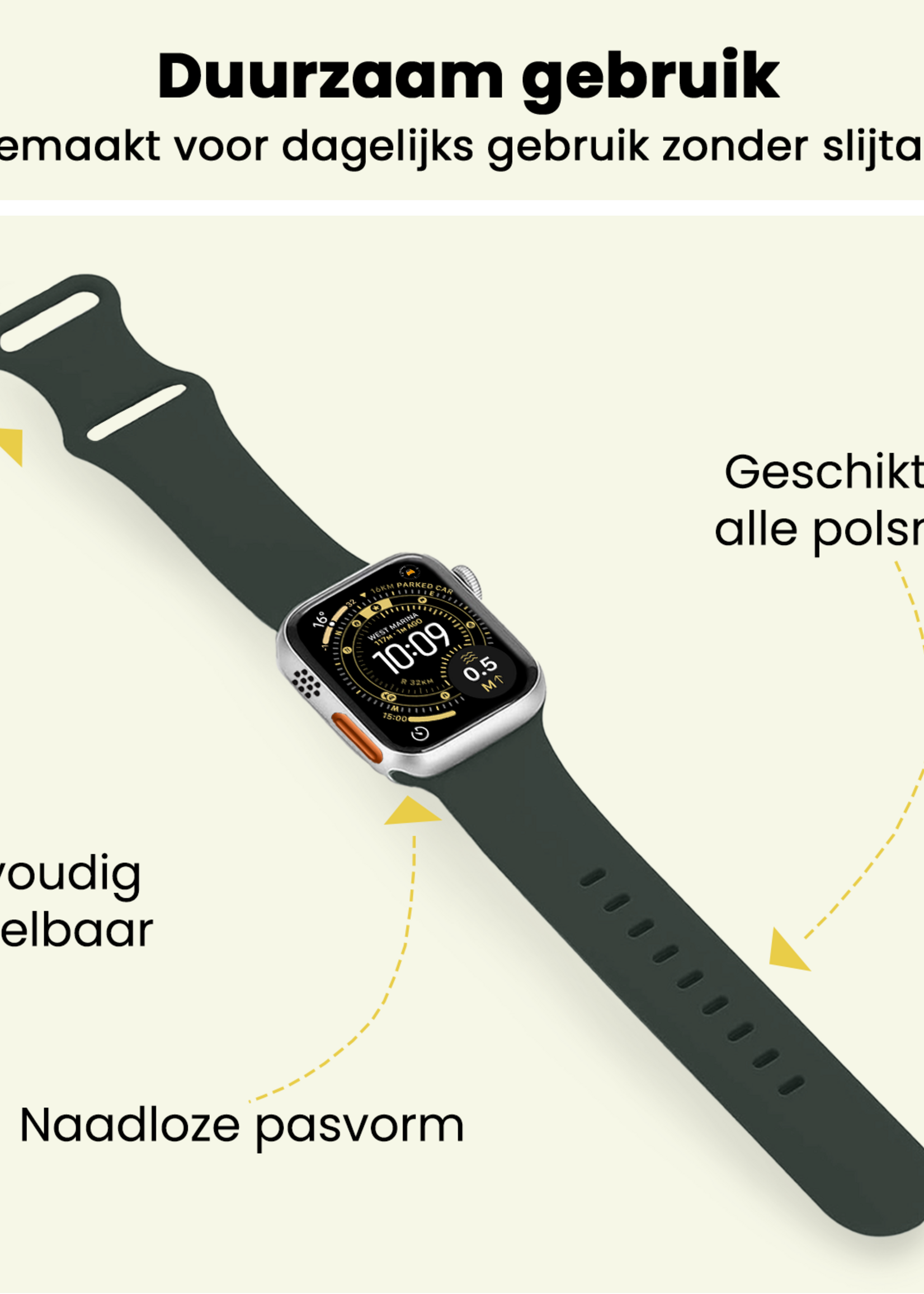 LUQ LUQ Apple Watch Bandje Siliconen Verstelbaar (49 mm) - Grijs
