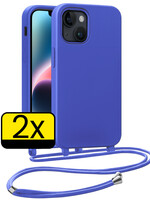 LUQ LUQ iPhone 13 Mini Hoesje Met Koord - Fel Blauw - 2 PACK