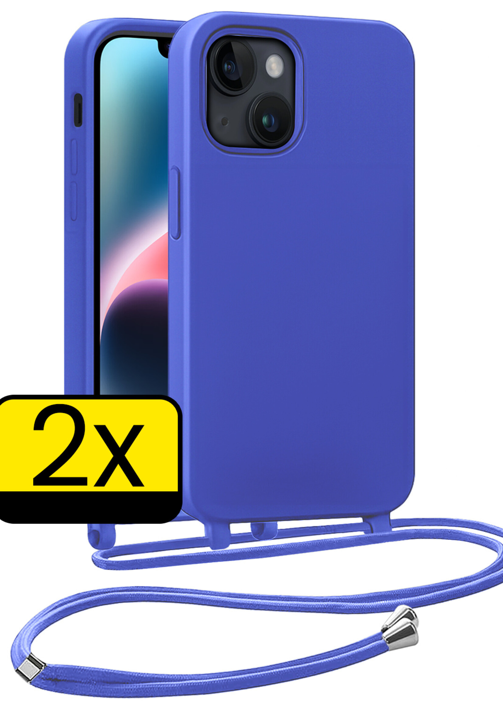 LUQ LUQ iPhone 13 Mini Hoesje Met Koord - Fel Blauw - 2 PACK