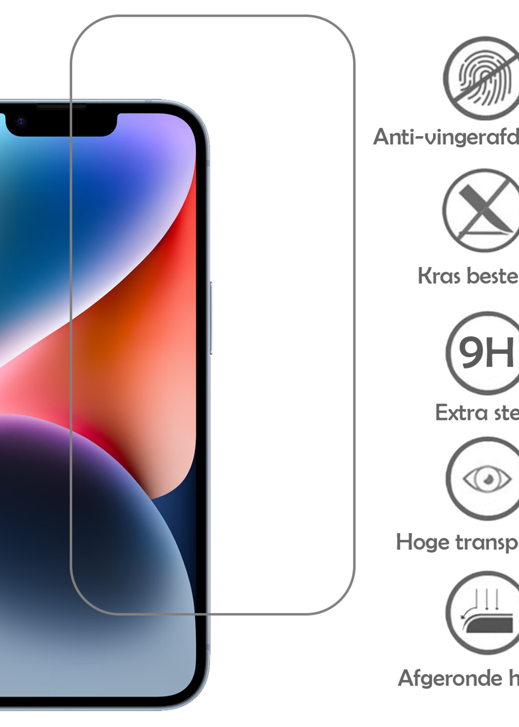 LUQ LUQ iPhone 13 Mini Hoesje Met Koord Met 2x Screenprotector - Fel Blauw