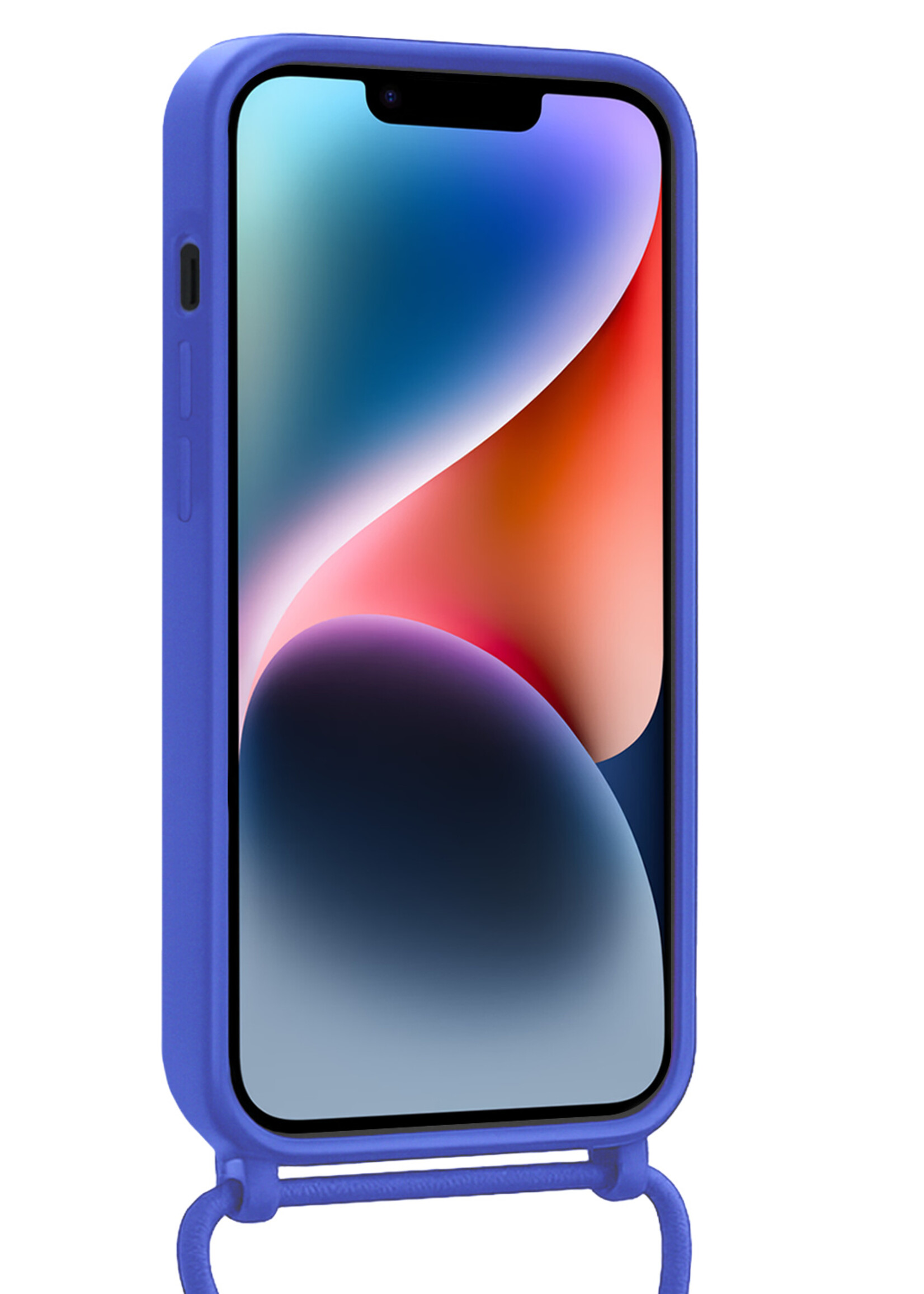 LUQ LUQ iPhone 13 Mini Hoesje Met Koord Met 2x Screenprotector - Fel Blauw