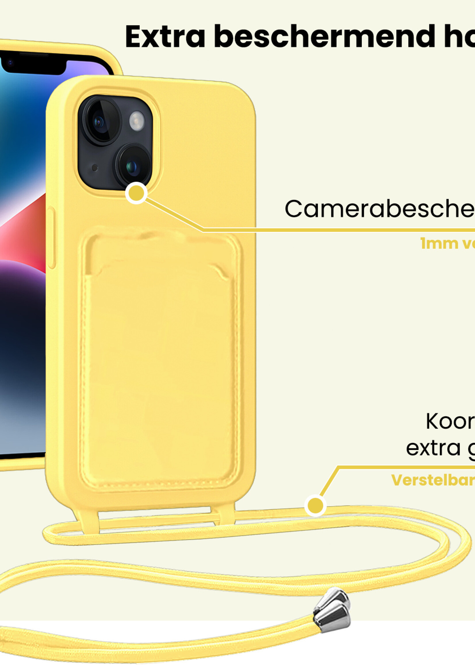 LUQ LUQ iPhone 13 Mini Hoesje Met Koord - Geel