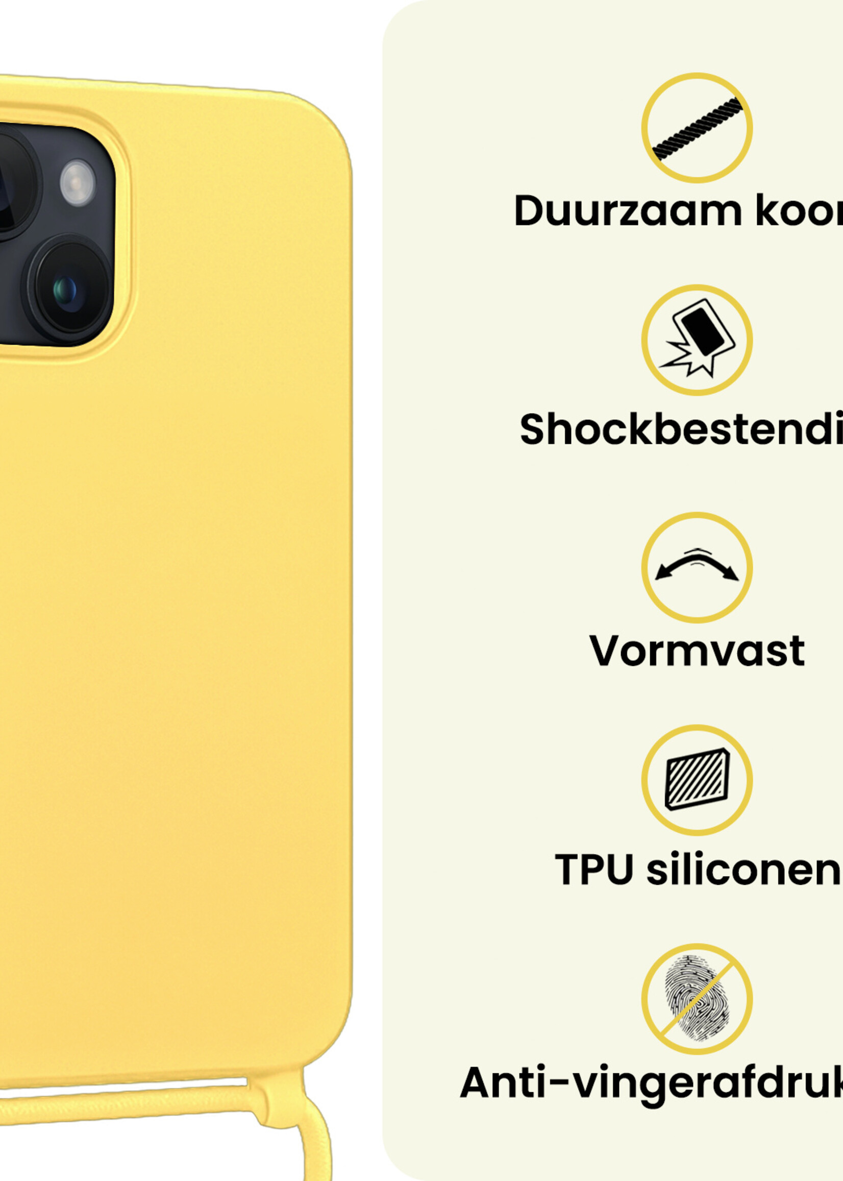 LUQ LUQ iPhone 13 Mini Hoesje Met Koord - Geel - 2 PACK