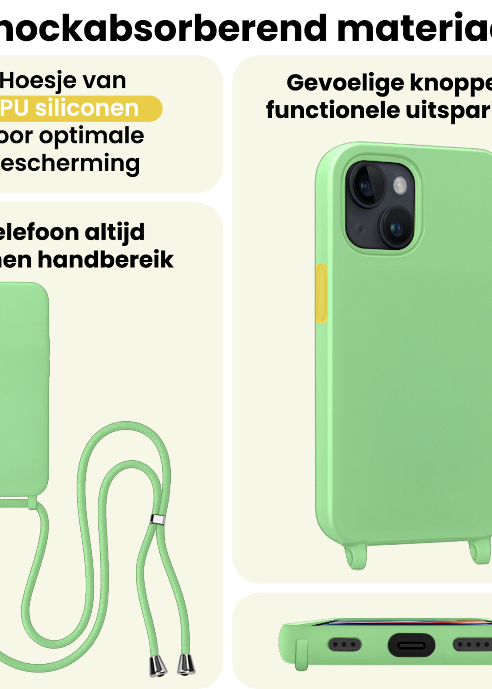 LUQ LUQ iPhone 13 Mini Hoesje Met Koord - Groen