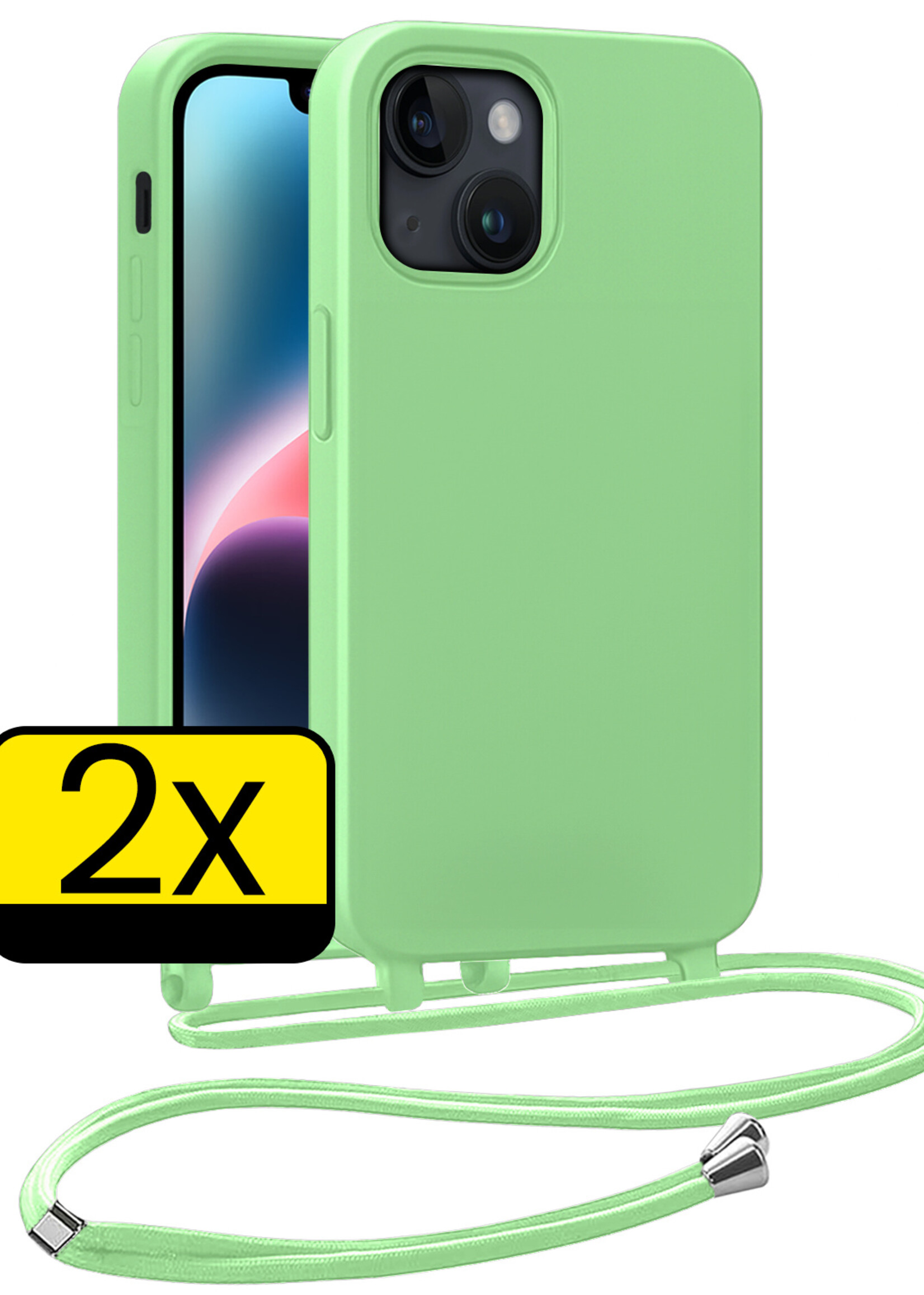 LUQ LUQ iPhone 13 Mini Hoesje Met Koord - Groen - 2 PACK