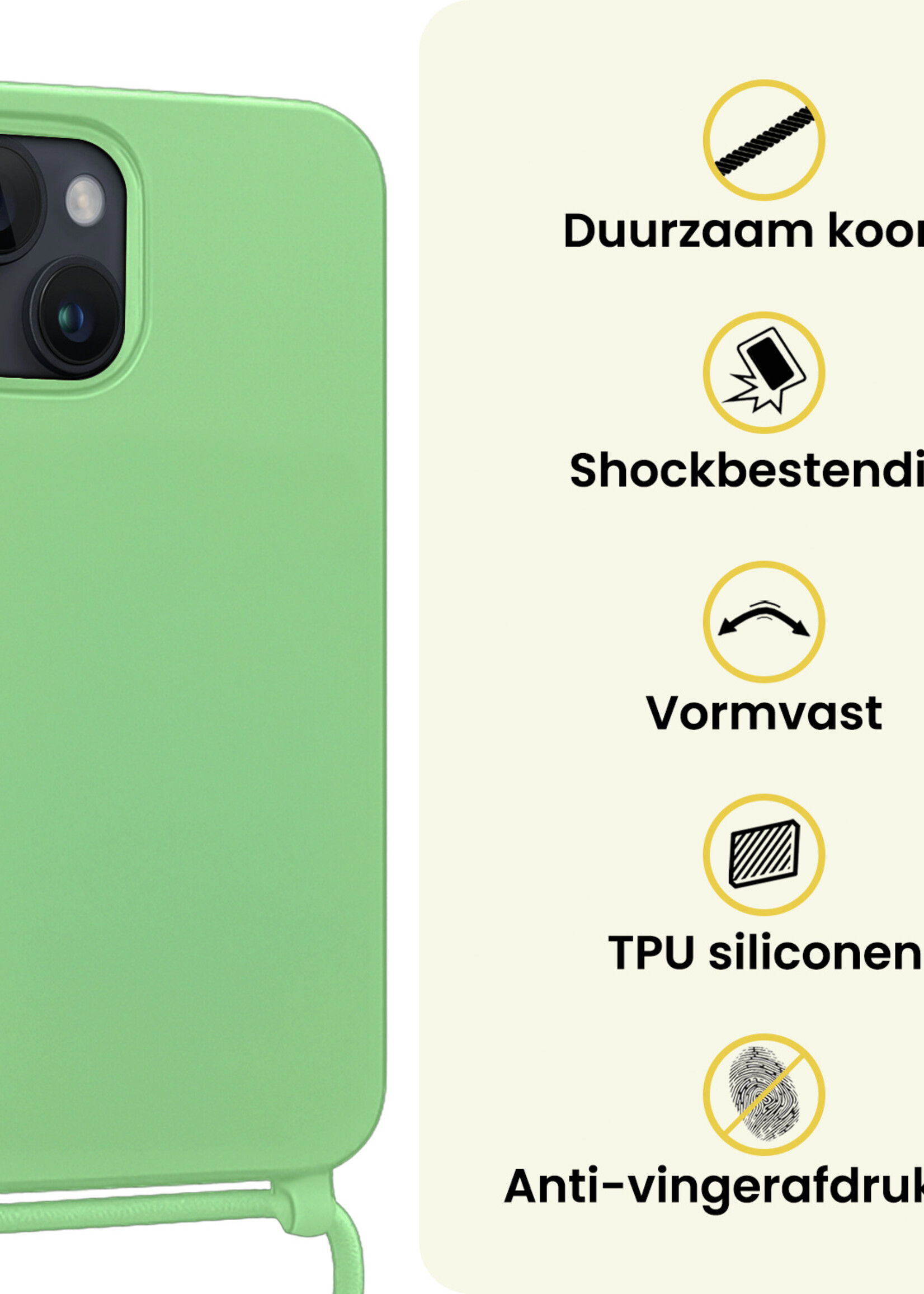 LUQ LUQ iPhone 13 Mini Hoesje Met Koord - Groen - 2 PACK
