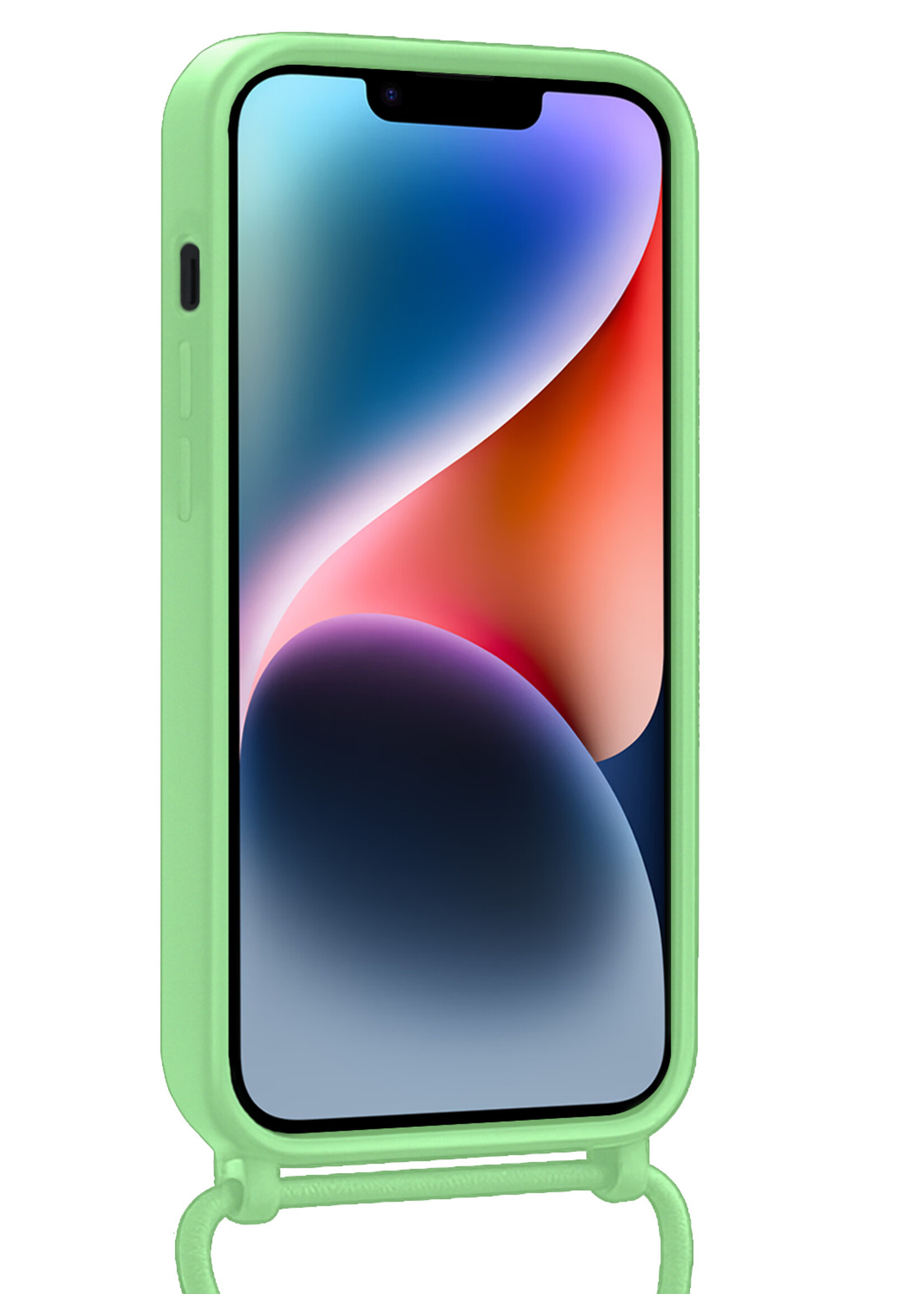 LUQ LUQ iPhone 13 Mini Hoesje Met Koord Met 2x Screenprotector - Groen