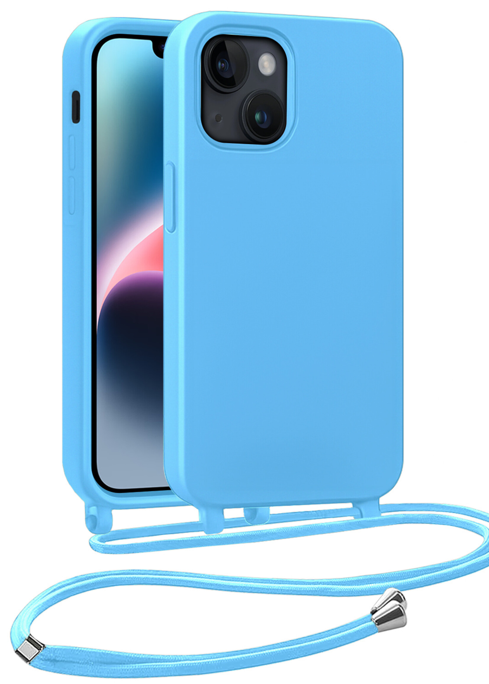 LUQ LUQ iPhone 13 Mini Hoesje Met Koord - Lichtblauw