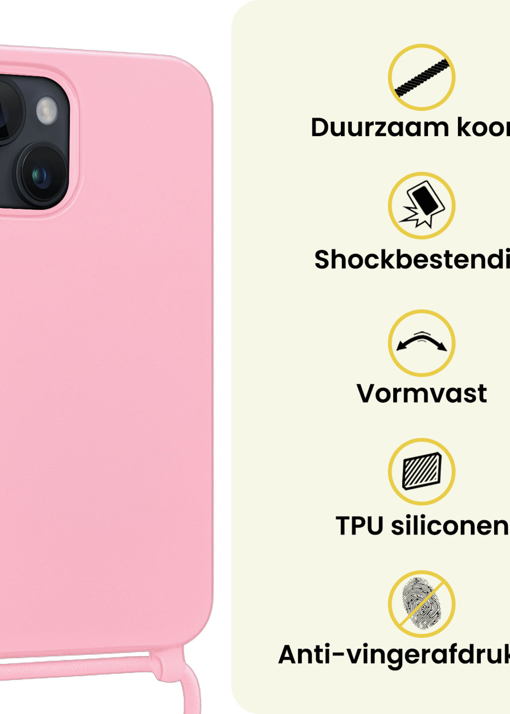 LUQ LUQ iPhone 13 Mini Hoesje Met Koord - Lichtroze