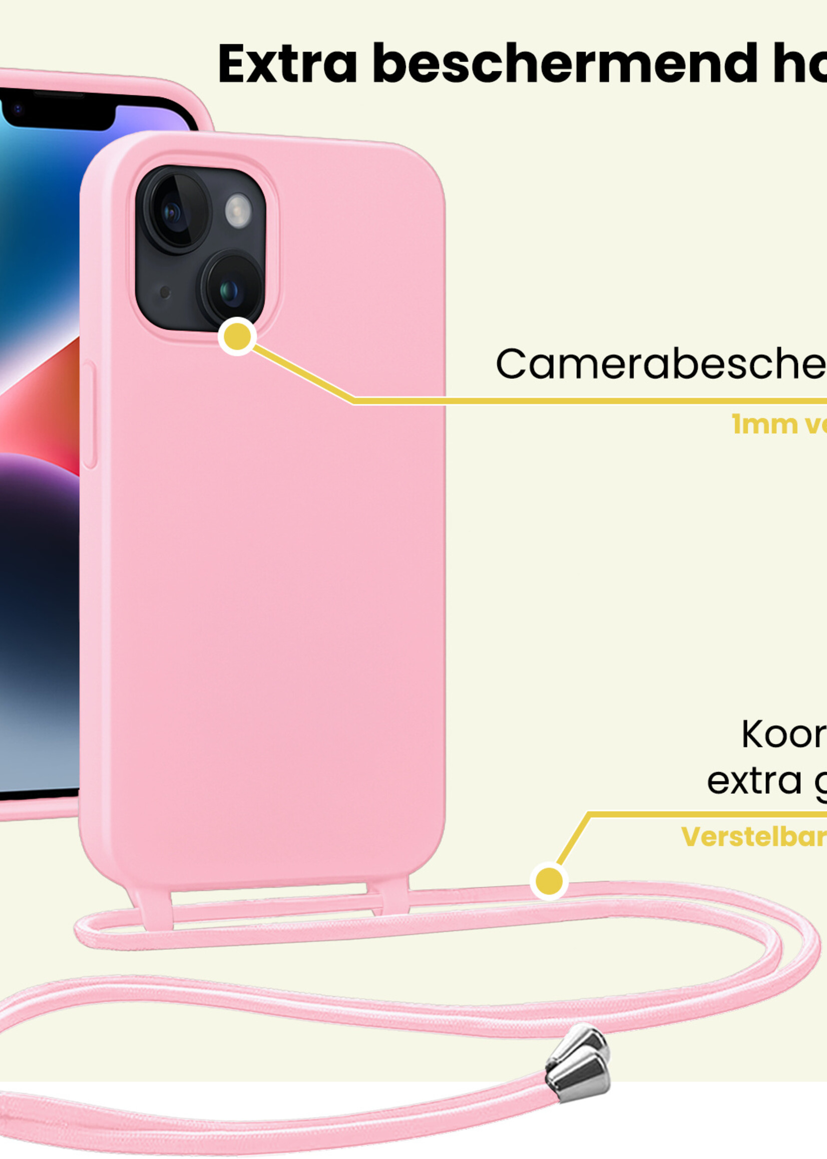 LUQ LUQ iPhone 13 Mini Hoesje Met Koord - Lichtroze