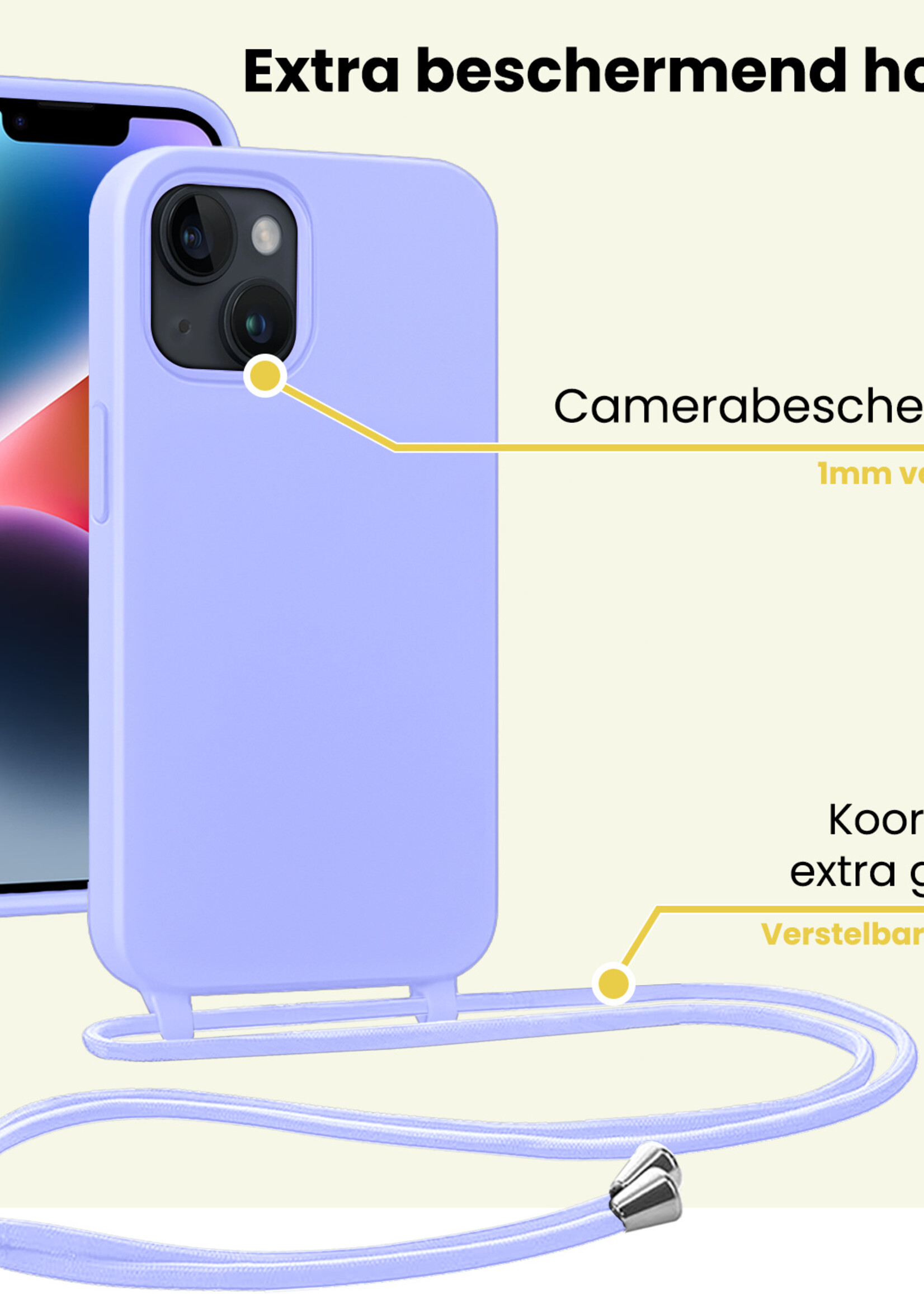 LUQ LUQ iPhone 13 Mini Hoesje Met Koord - Lila - 2 PACK