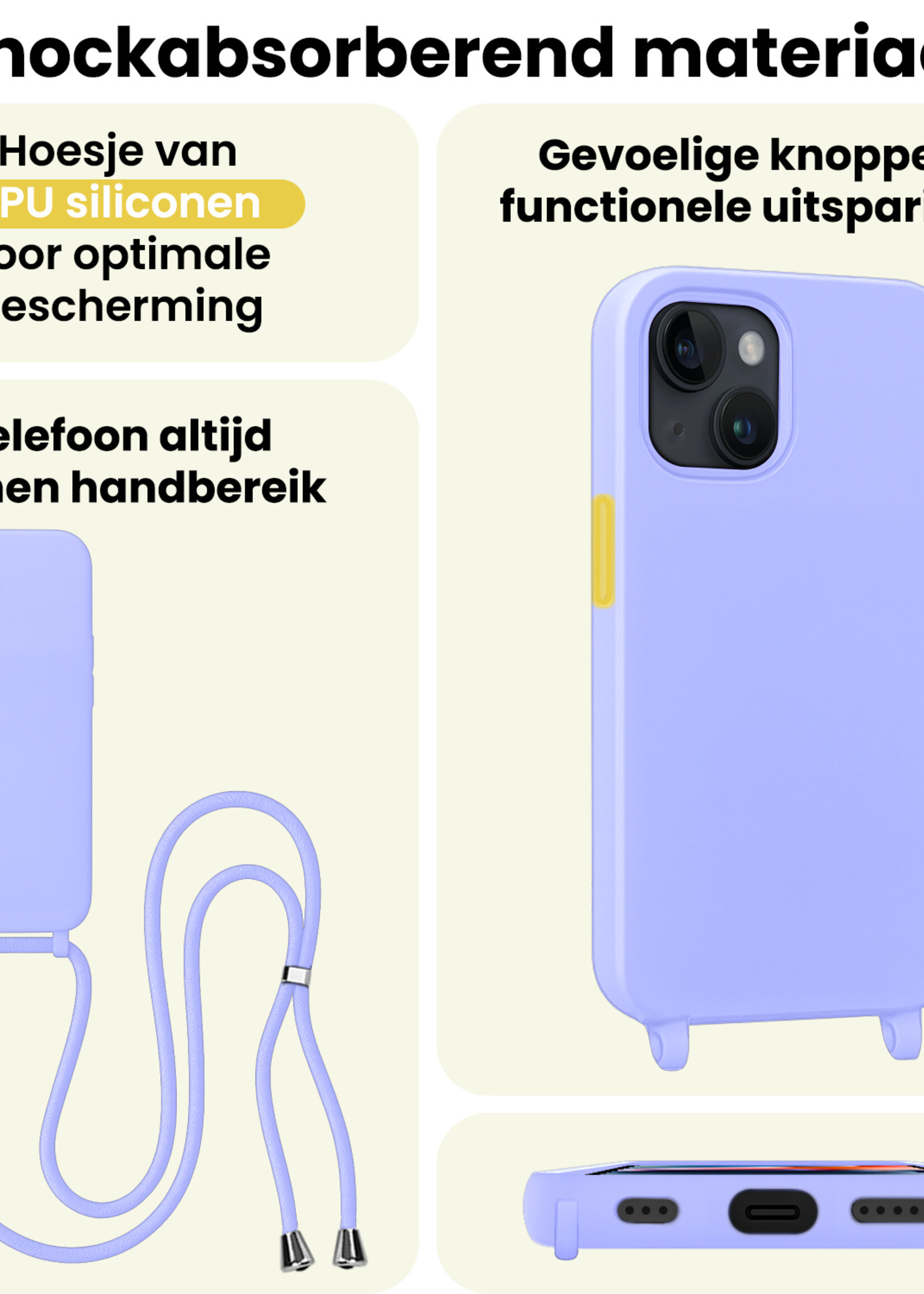 LUQ LUQ iPhone 13 Mini Hoesje Met Koord - Lila - 2 PACK