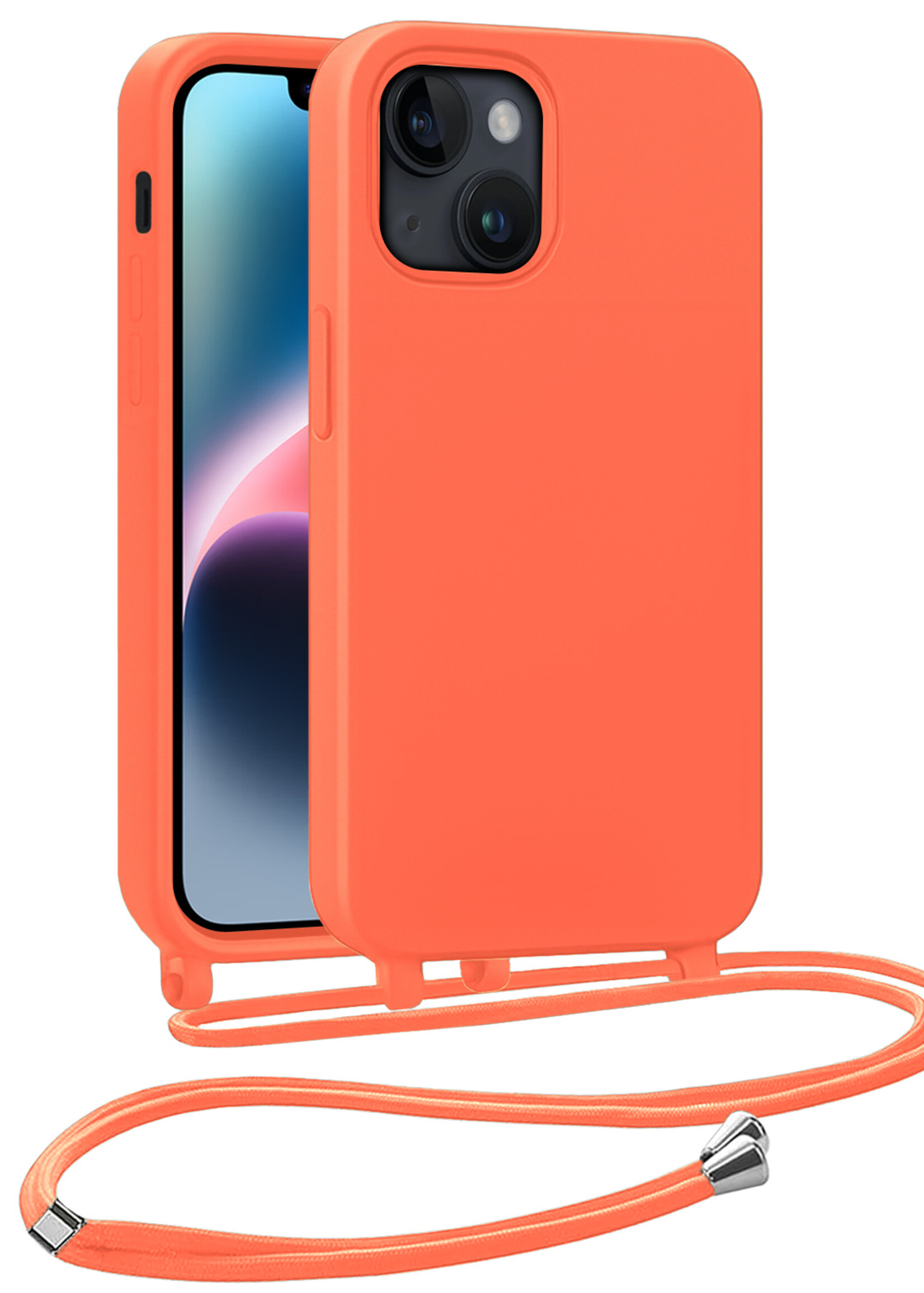 LUQ LUQ iPhone 13 Mini Hoesje Met Koord - Papaya