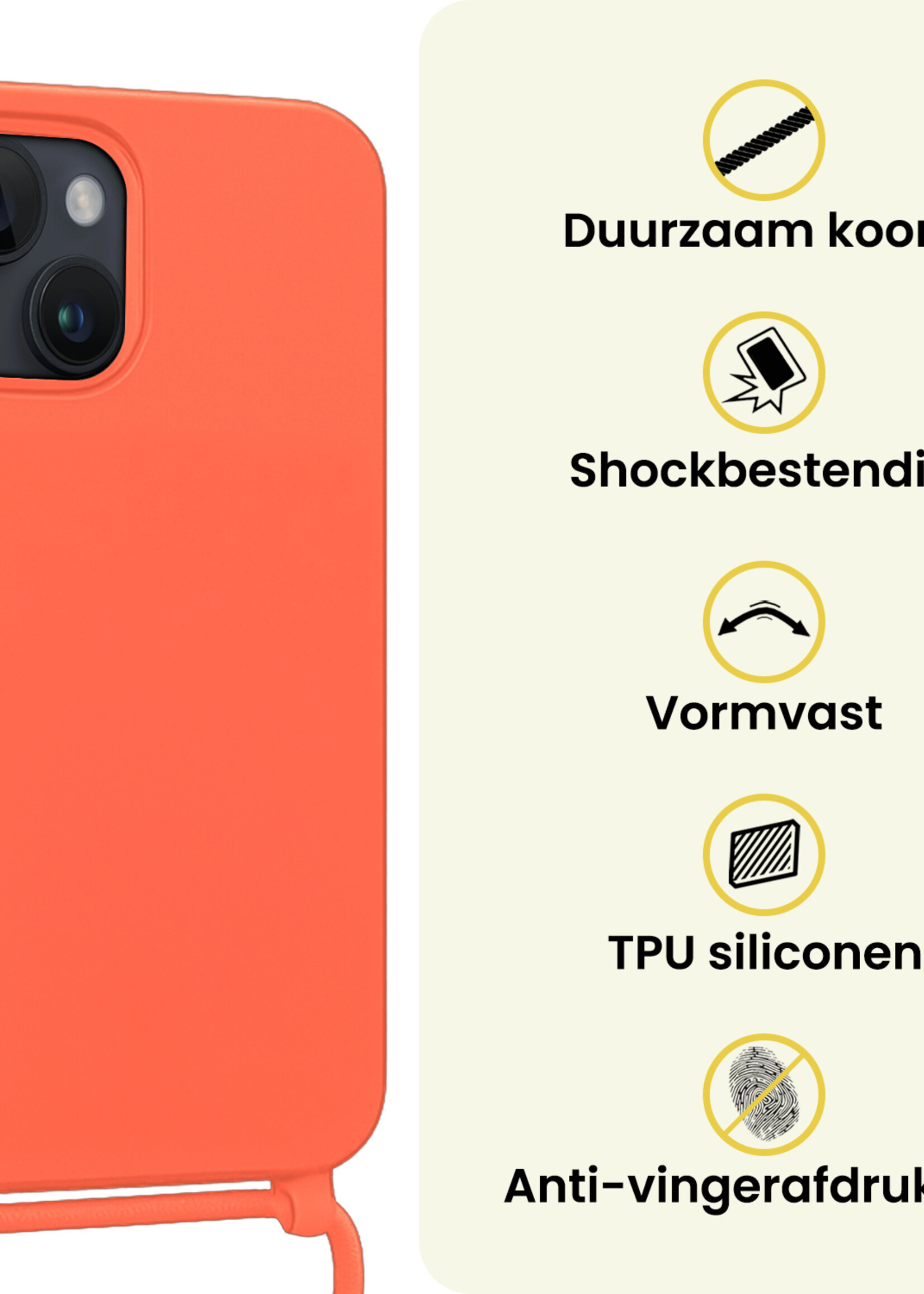 LUQ LUQ iPhone 13 Mini Hoesje Met Koord - Papaya - 2 PACK