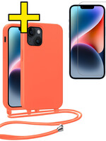 LUQ LUQ iPhone 13 Mini Hoesje Met Koord Met Screenprotector - Papaya