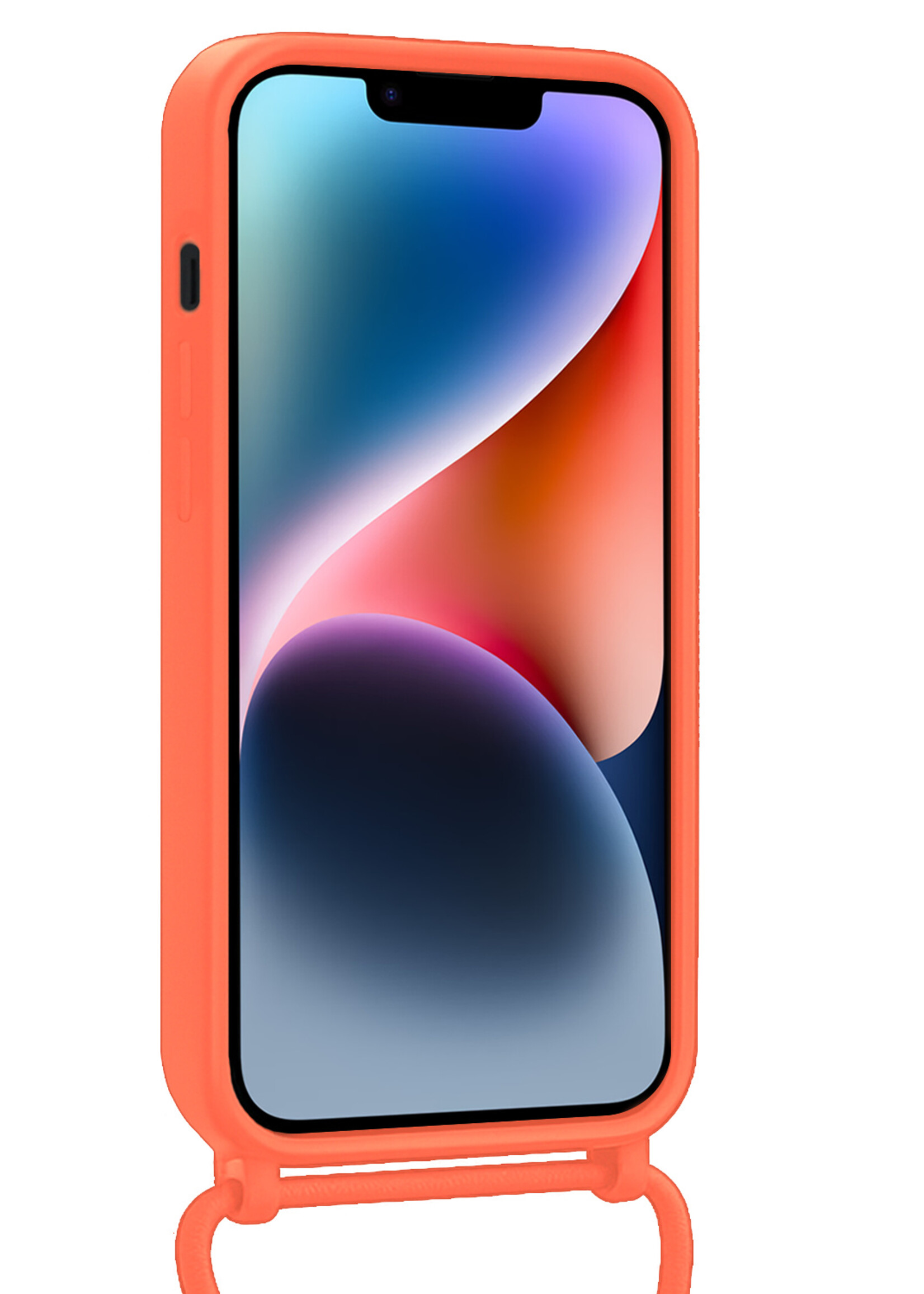 LUQ LUQ iPhone 13 Mini Hoesje Met Koord Met 2x Screenprotector - Papaya