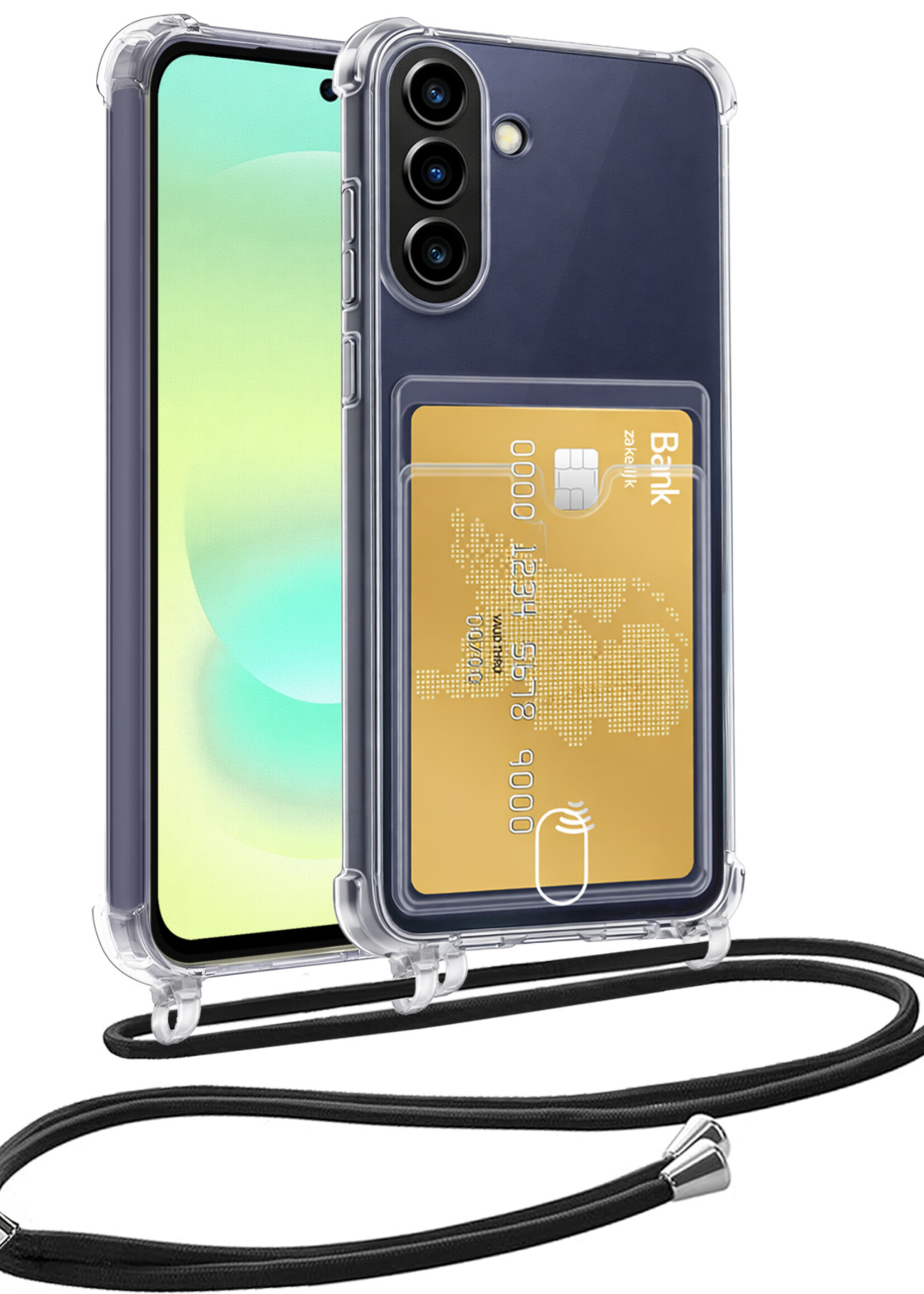 LUQ LUQ Samsung Galaxy A37 Hoesje Pashouder met Koord