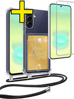 LUQ LUQ Samsung Galaxy A37 Hoesje Pashouder met Koord Met Screenprotector