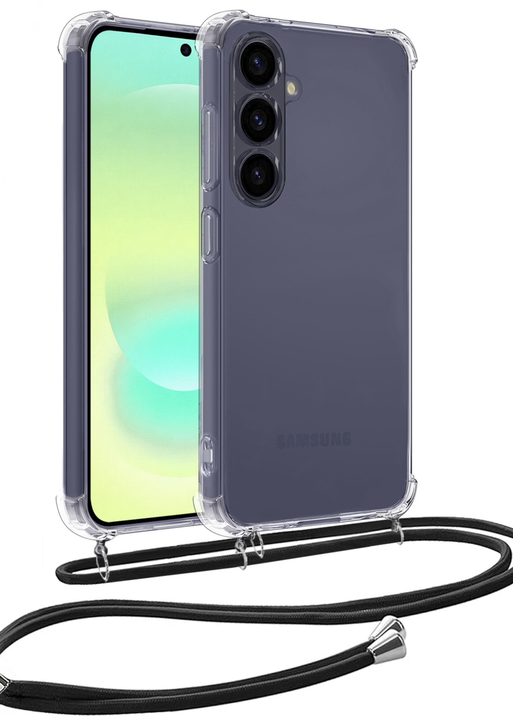 LUQ LUQ Samsung Galaxy A37 Hoesje Transparant Shockproof Met Zwart Koord