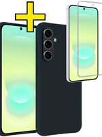 LUQ LUQ Samsung Galaxy A37 Hoesje Siliconen Met Screenprotector - Donkerblauw