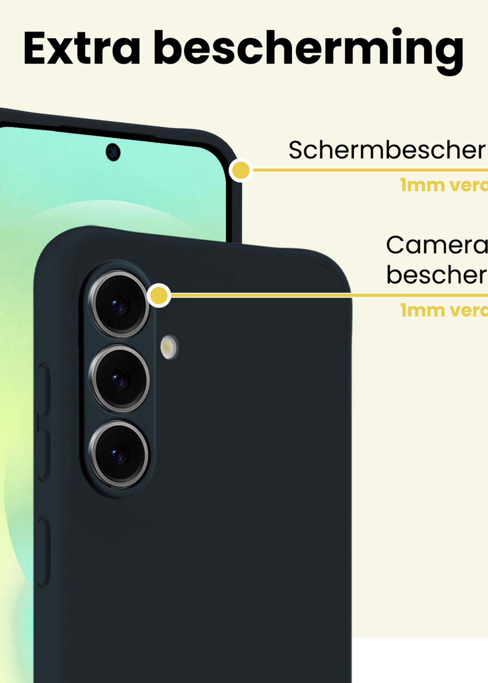 LUQ LUQ Samsung Galaxy A37 Hoesje Siliconen Met Screenprotector - Donkerblauw