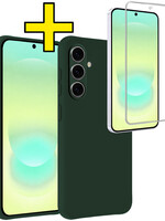 LUQ LUQ Samsung Galaxy A37 Hoesje Siliconen Met Screenprotector - Donkergroen