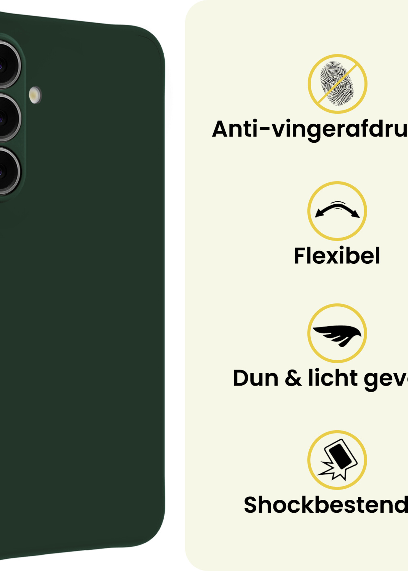 LUQ LUQ Samsung Galaxy A37 Hoesje Siliconen Met Screenprotector - Donkergroen