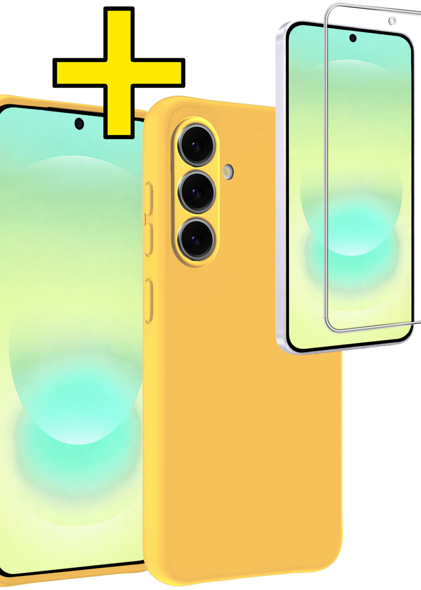 LUQ LUQ Samsung Galaxy A37 Hoesje Siliconen Met Screenprotector - Geel