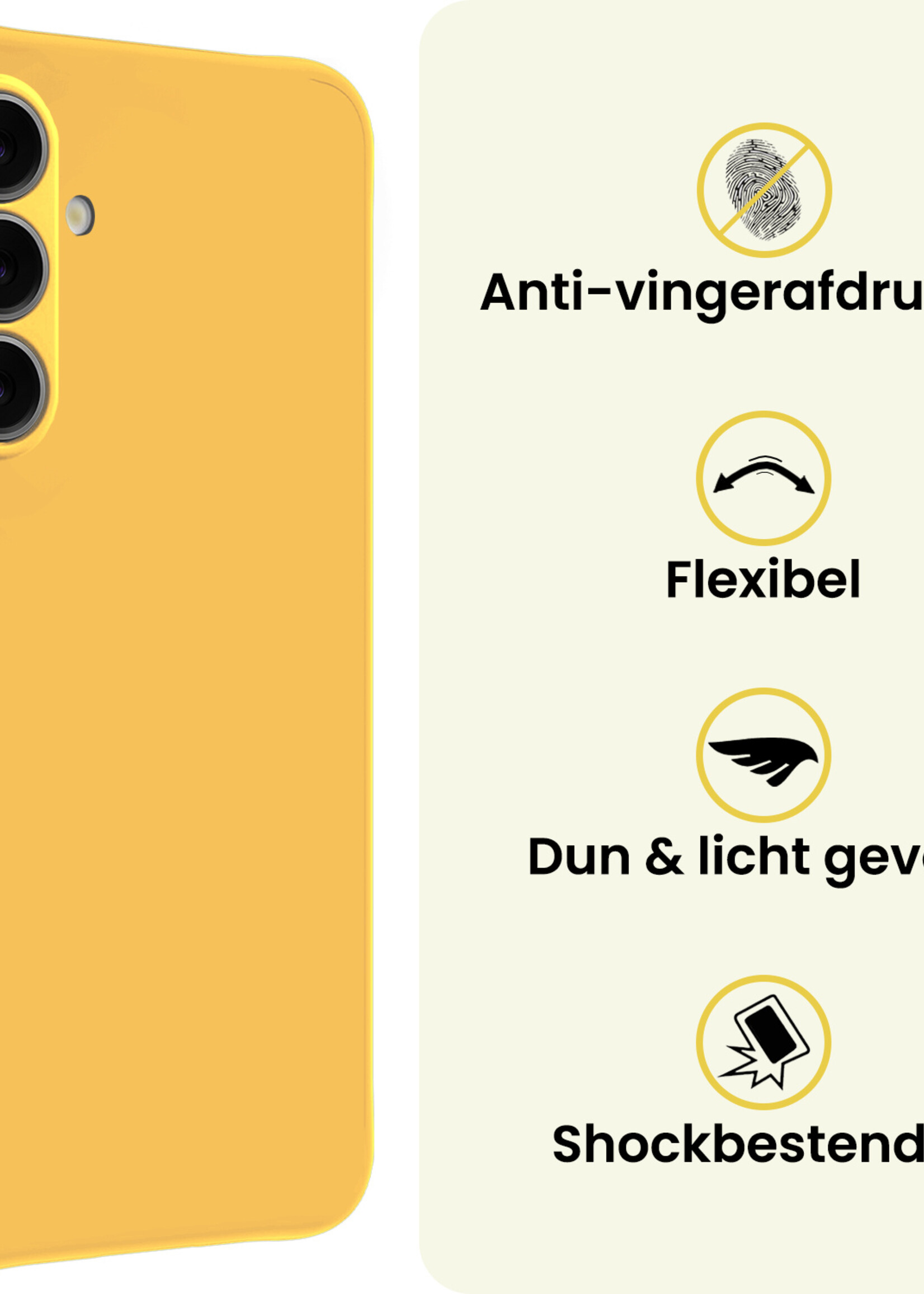 LUQ LUQ Samsung Galaxy A37 Hoesje Siliconen Met Screenprotector - Geel