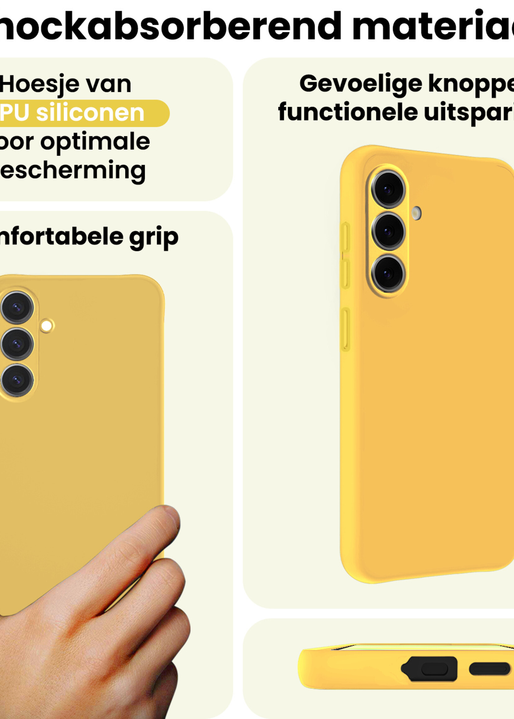 LUQ LUQ Samsung Galaxy A37 Hoesje Siliconen Met Screenprotector - Geel