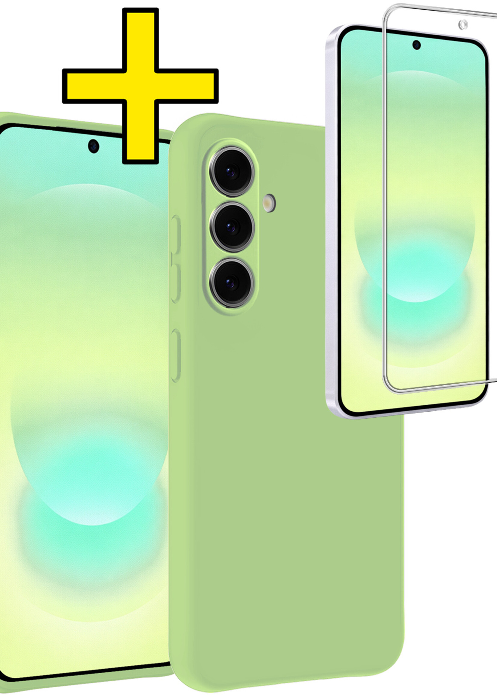 LUQ LUQ Samsung Galaxy A37 Hoesje Siliconen Met Screenprotector - Groen