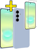 LUQ LUQ Samsung Galaxy A37 Hoesje Siliconen Met Screenprotector - Lichtblauw